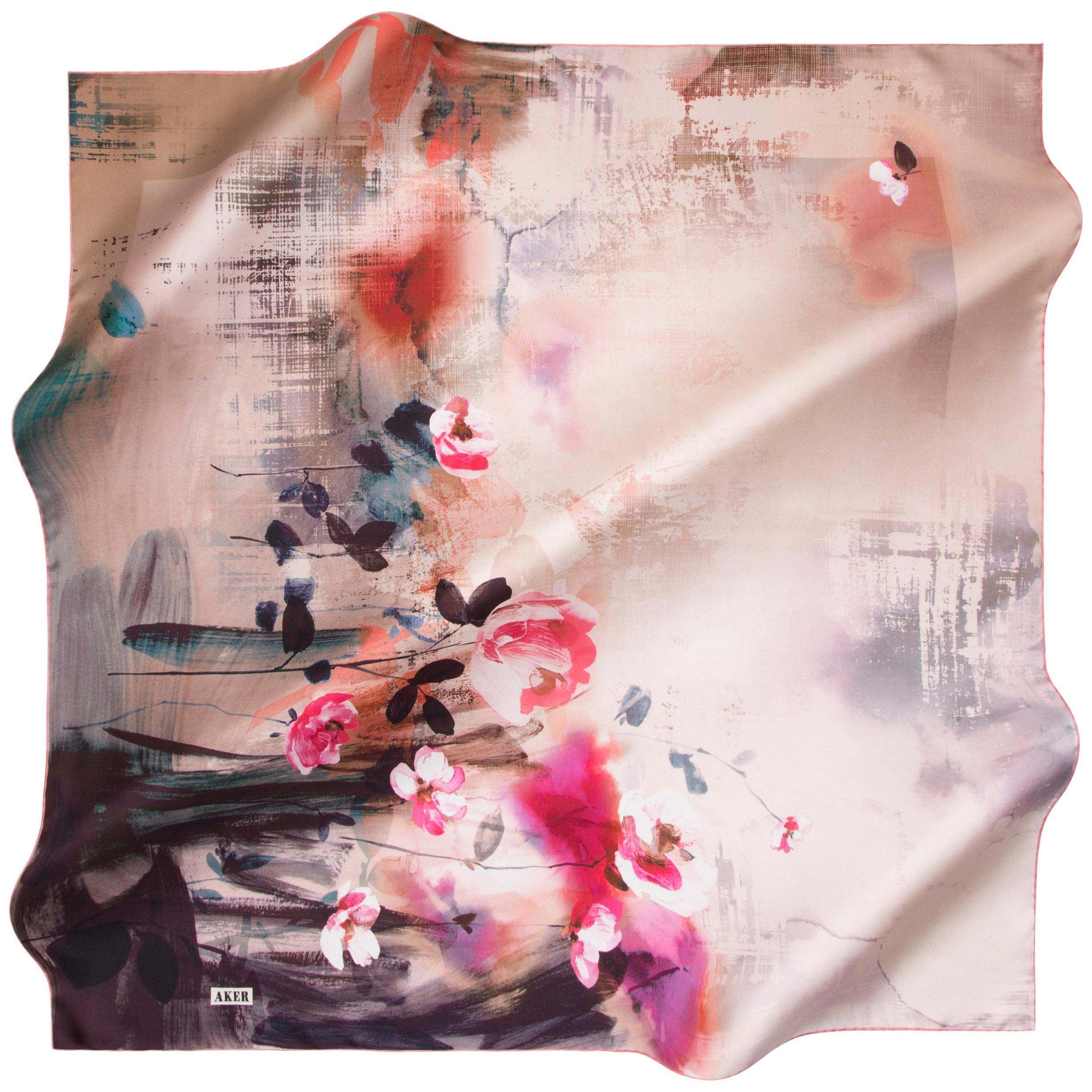 Aker No. 61 Watercolor Silk Hair Wrap - Soft & Luxurious Head Scarf for Women - Perfect for Beach, Travel & Home Styling