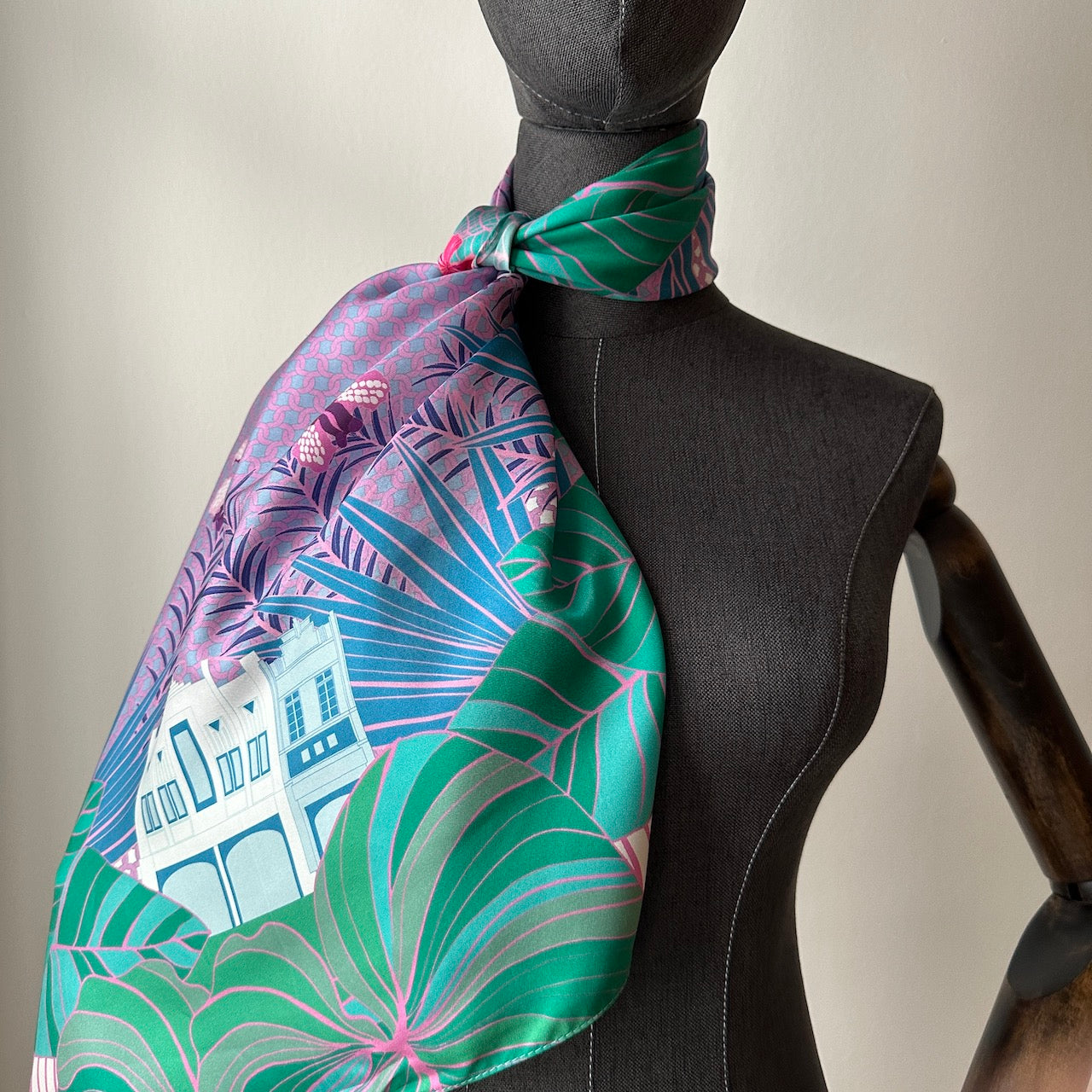 Stylish Tropical Art Deco Silk Scarf for Women - Fashionable Floral Print Shawl - Perfect for Beach Vacations, Summer Outfits & Gift Giving