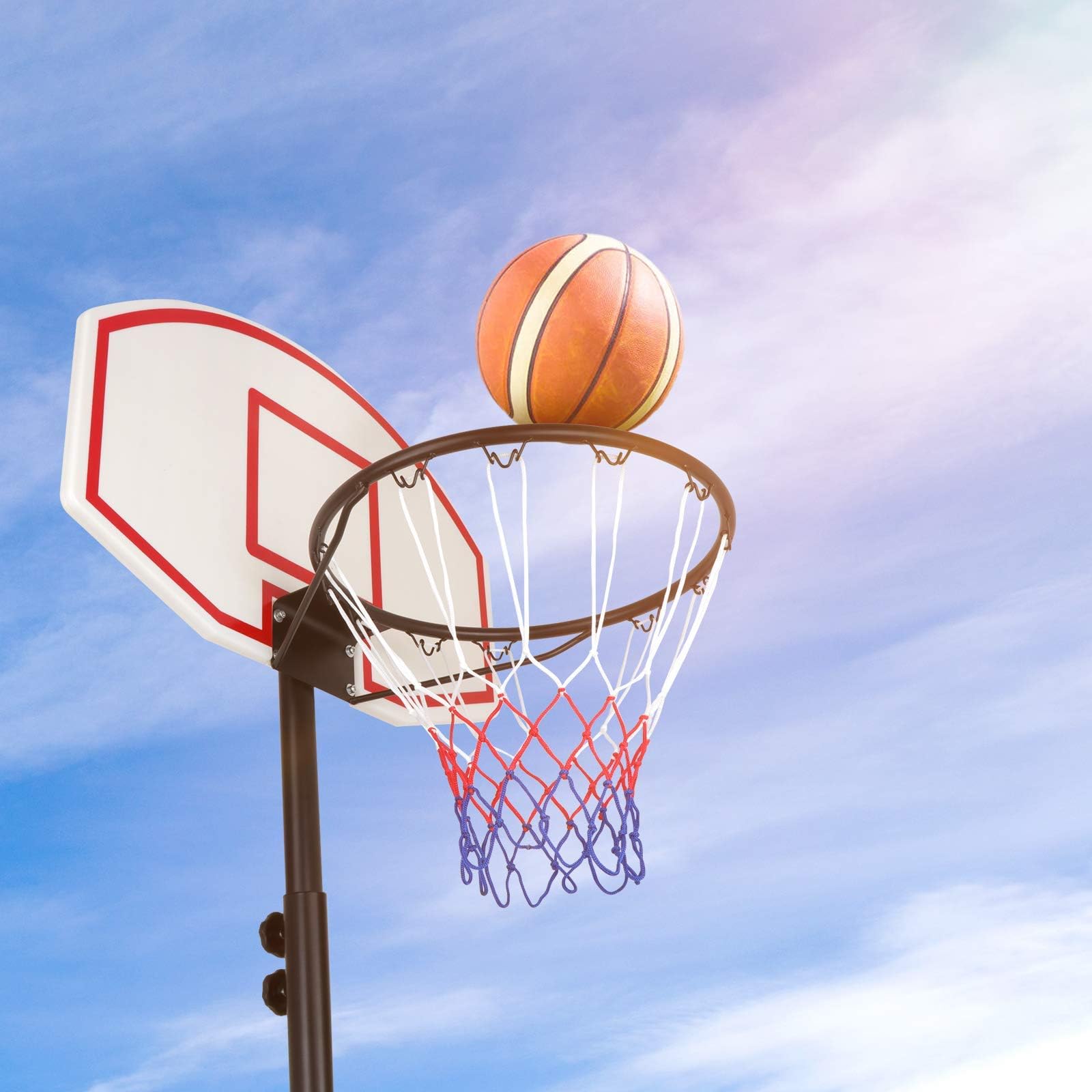 Adjustable 5.4-7ft Kids Basketball Hoop Stand with 28