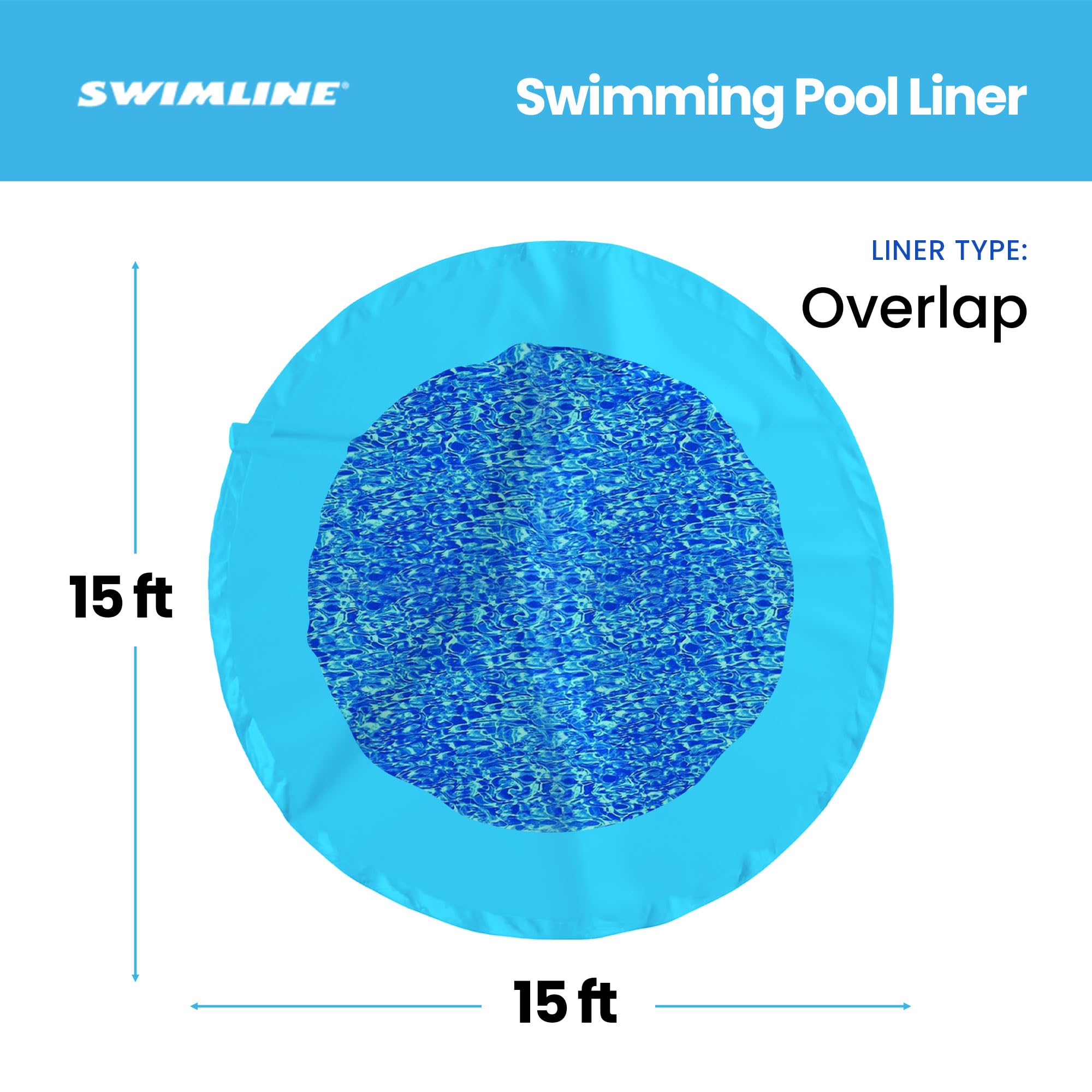 Durable 15ft Round Above Ground Pool Liner - Swimline Wall Overlap Design, Easy Installation & Long Lasting Swirl Blue - Perfect for Backyard Swimming Pools, Family Gatherings & Summer Fun