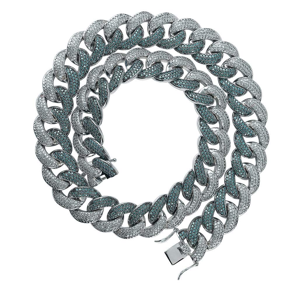 JINAO 18MM All ICED Out Simulated Diamond Miami Cuban Chain Necklace for Men - Luxury Hip Hop Jewelry for Parties, Gifts & Streetwear Fashion