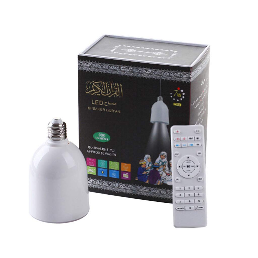 GGsheng E27 Bluetooth Quran Speaker with Remote Control & LED Light Bulb - Supports FM Radio, Perfect for Home Prayer, Quran Study, and Relaxing Lighting
