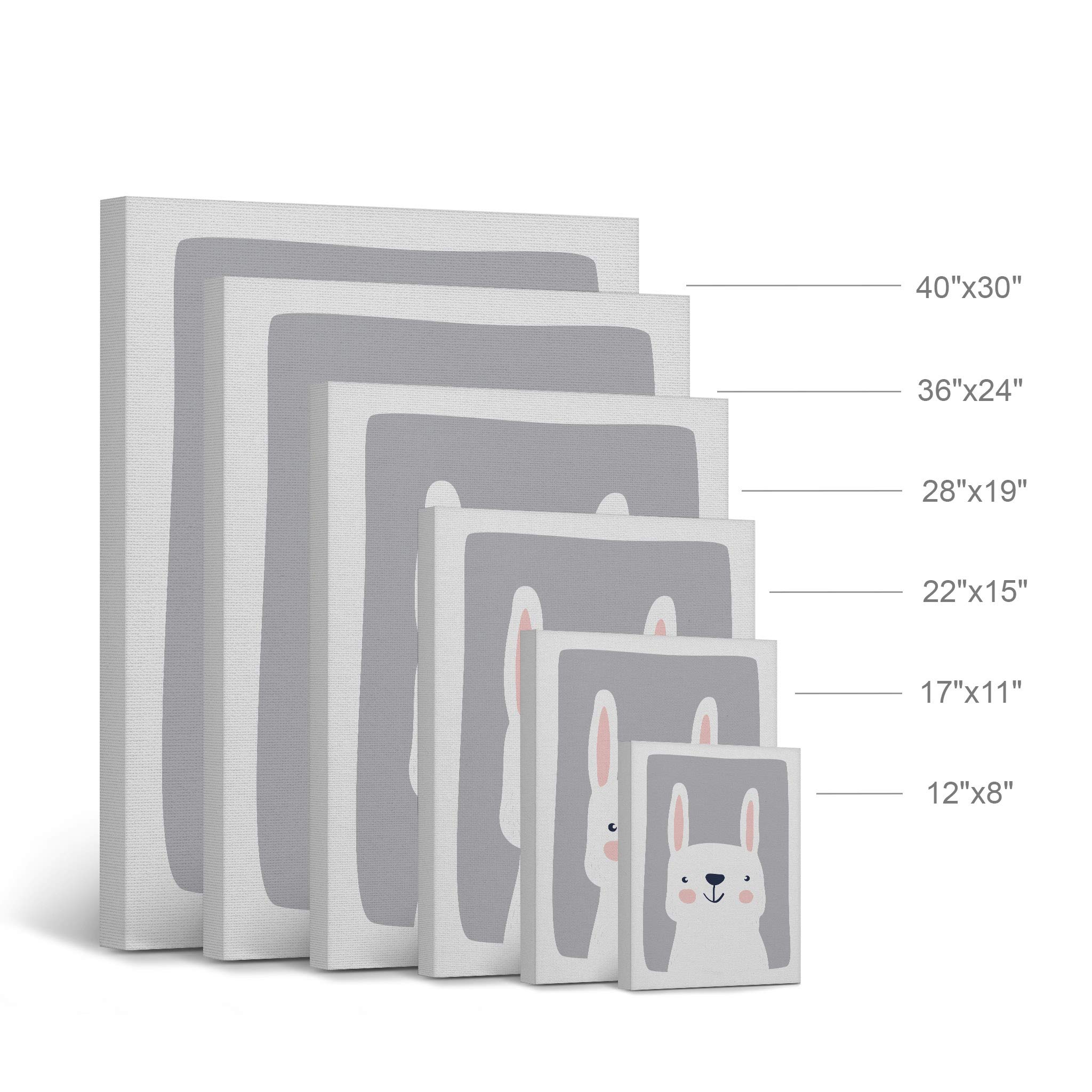 Cute Rabbit Blue Background Canvas Print - Smile Art Design Kids Room Decor, Nursery Wall Art, Baby Room Decor - Ready to Hang 22x15 Inches - Made in USA | Perfect for Children's Bedrooms, Playrooms & Baby Showers