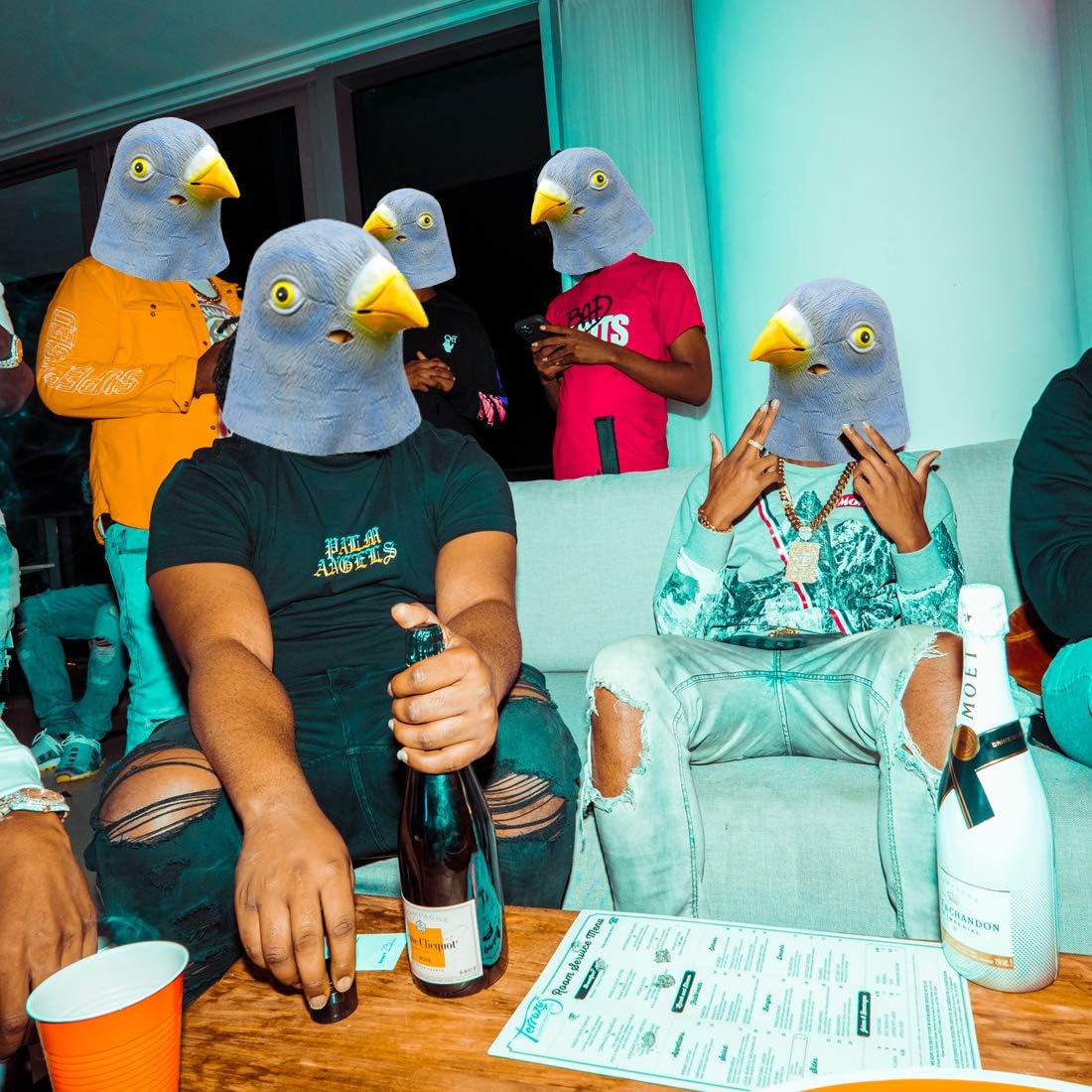CreepyParty Latex Pigeon Mask - Realistic Bird Head Costume for Halloween, Cosplay & Costume Parties | Funny Animal Mask for Pranks, Festivals & Themed Events