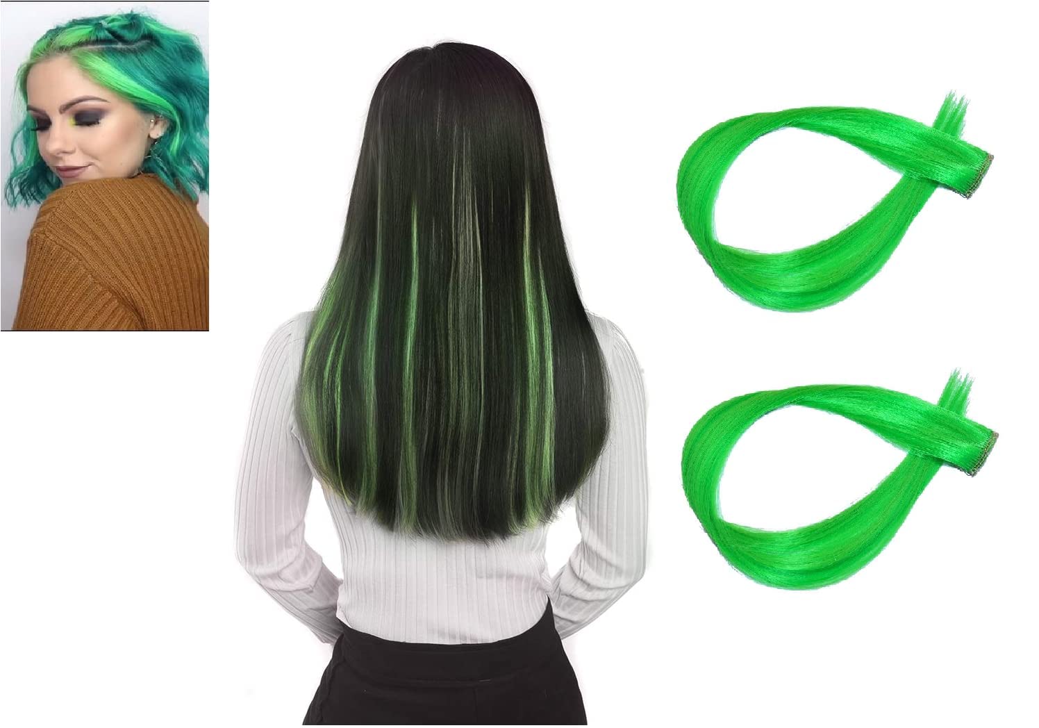 Pelo Hair Color Extension Set for Girls & Women - 2 Pack Clip-in Synthetic Hair Extensions for Styling & Party Looks | Perfect for Halloween, Cosplay & Daily Fashion