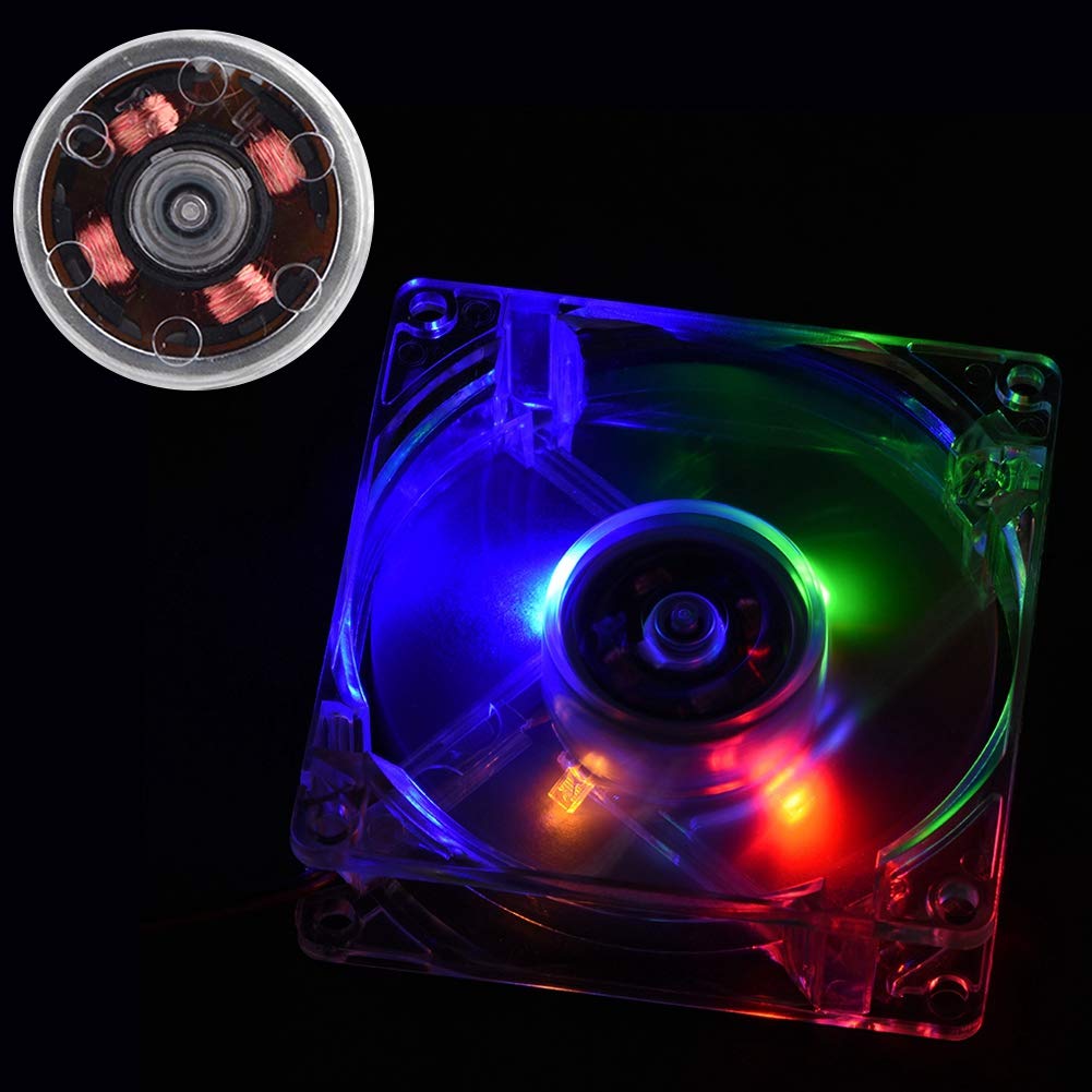 4Pin Mute PC Case Cooling Fan 80mm - Blue LED Light 12V Computer Cooler for Desktop Case Cooling | Quiet Cooling Solution for Gaming PC, Office Computer & Home Theater Setup