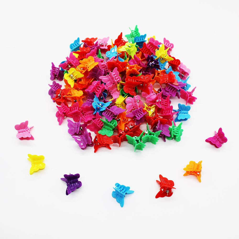 100 Packs Assorted Color Mini Butterfly Hair Clips for Women & Girls - Cute Hair Accessories for School, Parties & Everyday Style (Random Colors) | Xloey