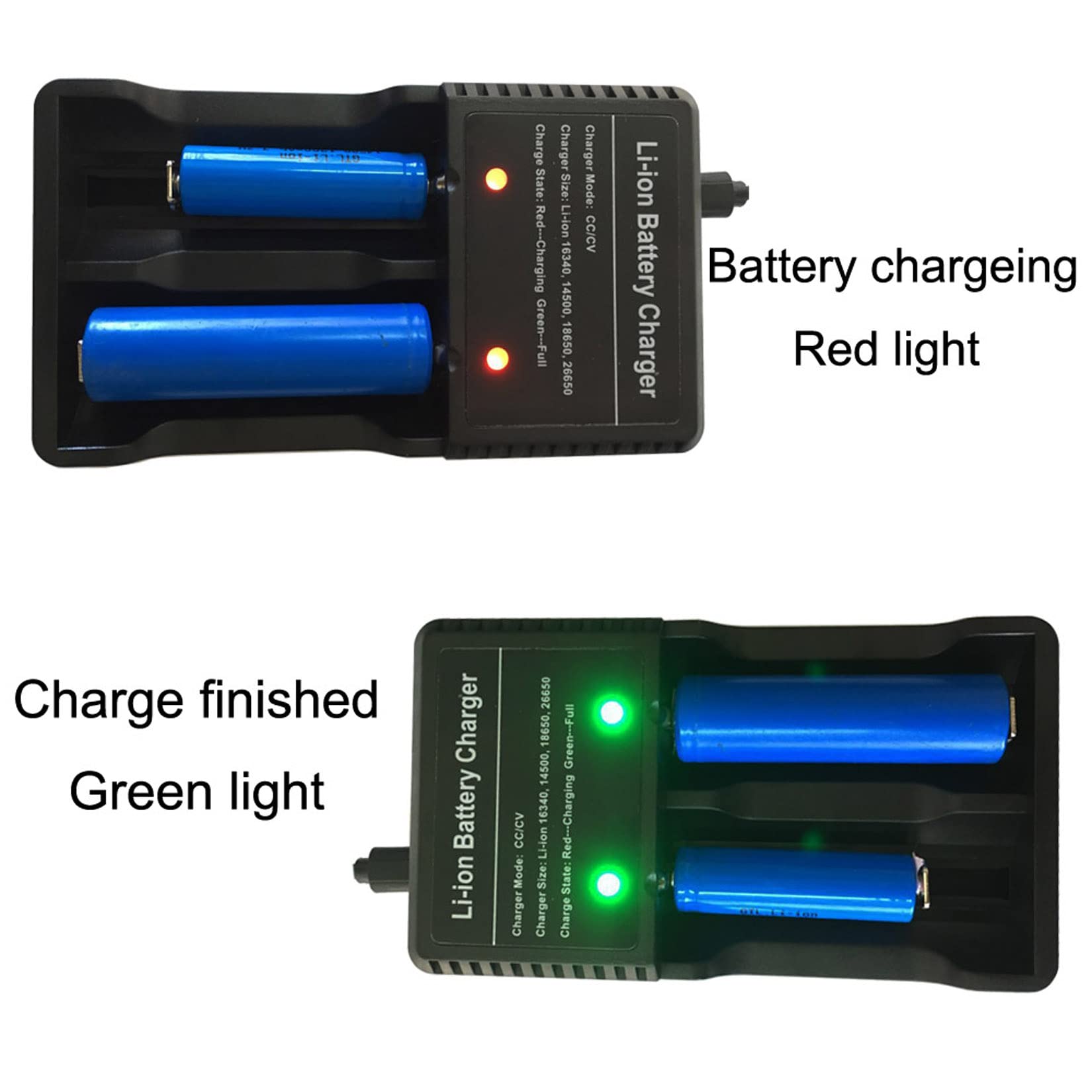 Universal 2-Bay Smart Fast Charger for 3.7V Lithium Batteries - 26650, 18650, 14500 Rechargeable Battery Charger (Batteries Not Included) - Perfect for Vape Mods, Flashlights, and Electronic Devices