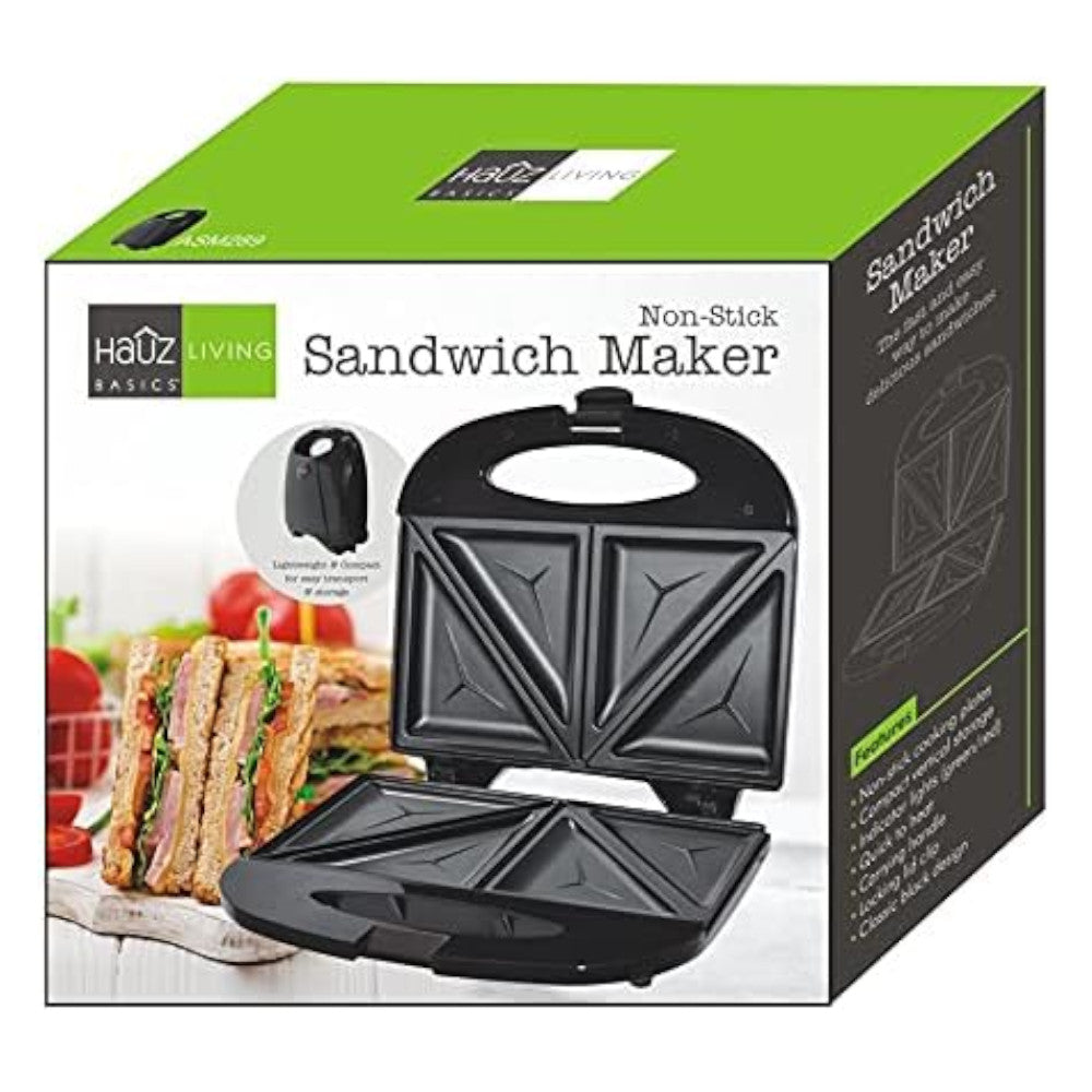 HAUZ ASM289 Non-Stick Compact Sandwich Maker - Perfect for Breakfast, Lunch & Quick Snacks - Ideal for Home, Office & Dorm Use
