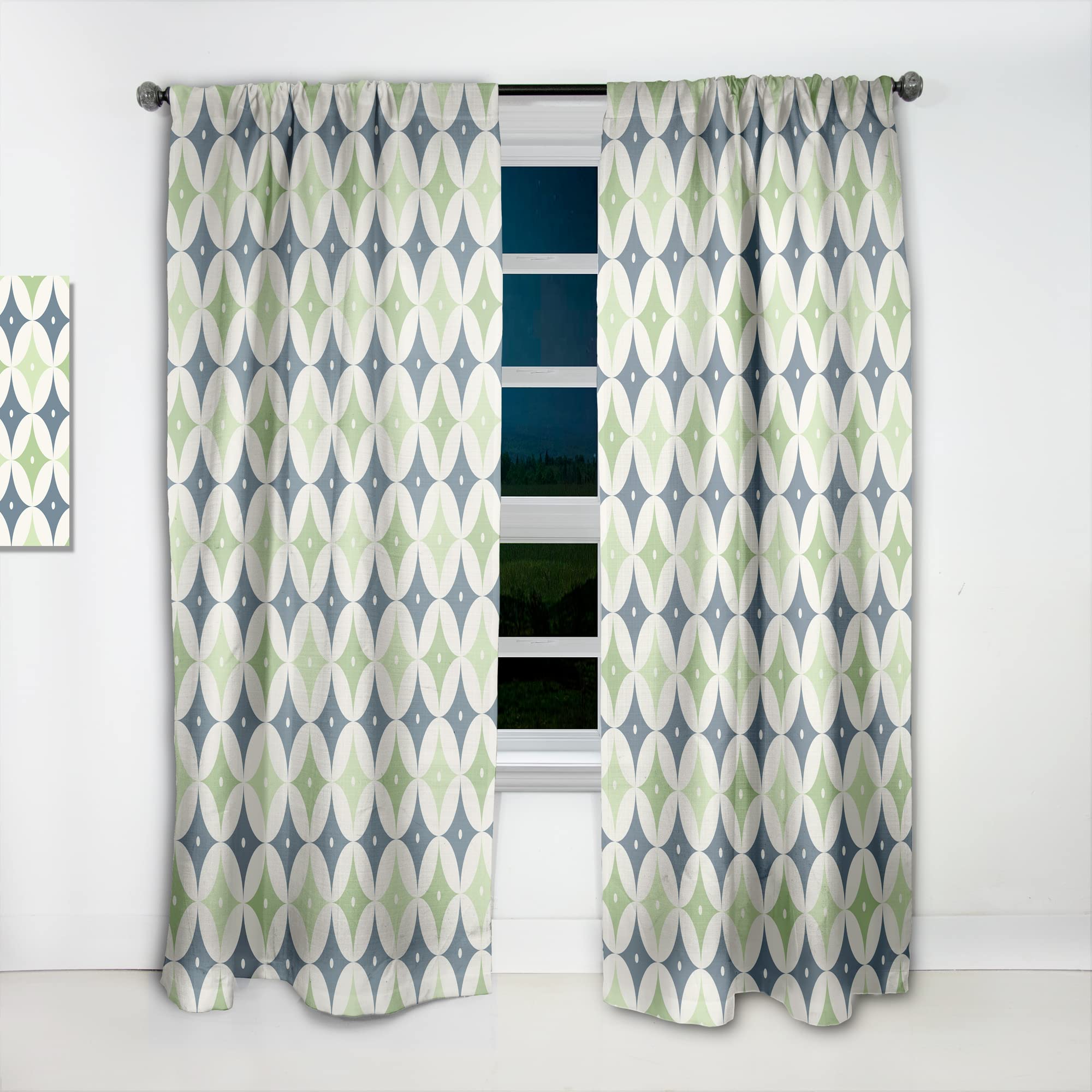 DesignQ Retro Geometric Thermal Insulated Curtains - Single Panel 52x108 - Blackout Drapes for Bedroom & Living Room - Perfect for Home Decor & Light Control
