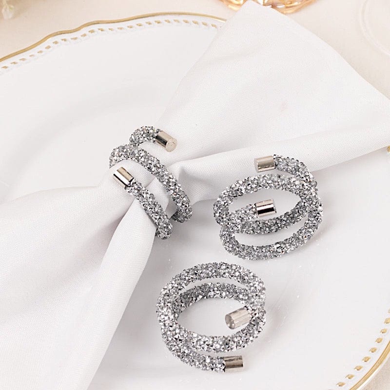 4-Pack Elegant Swirl Design Rhinestone Napkin Rings for Wedding, Party, and Holiday Table Decor - Perfect for Formal Dining and Special Occasions
