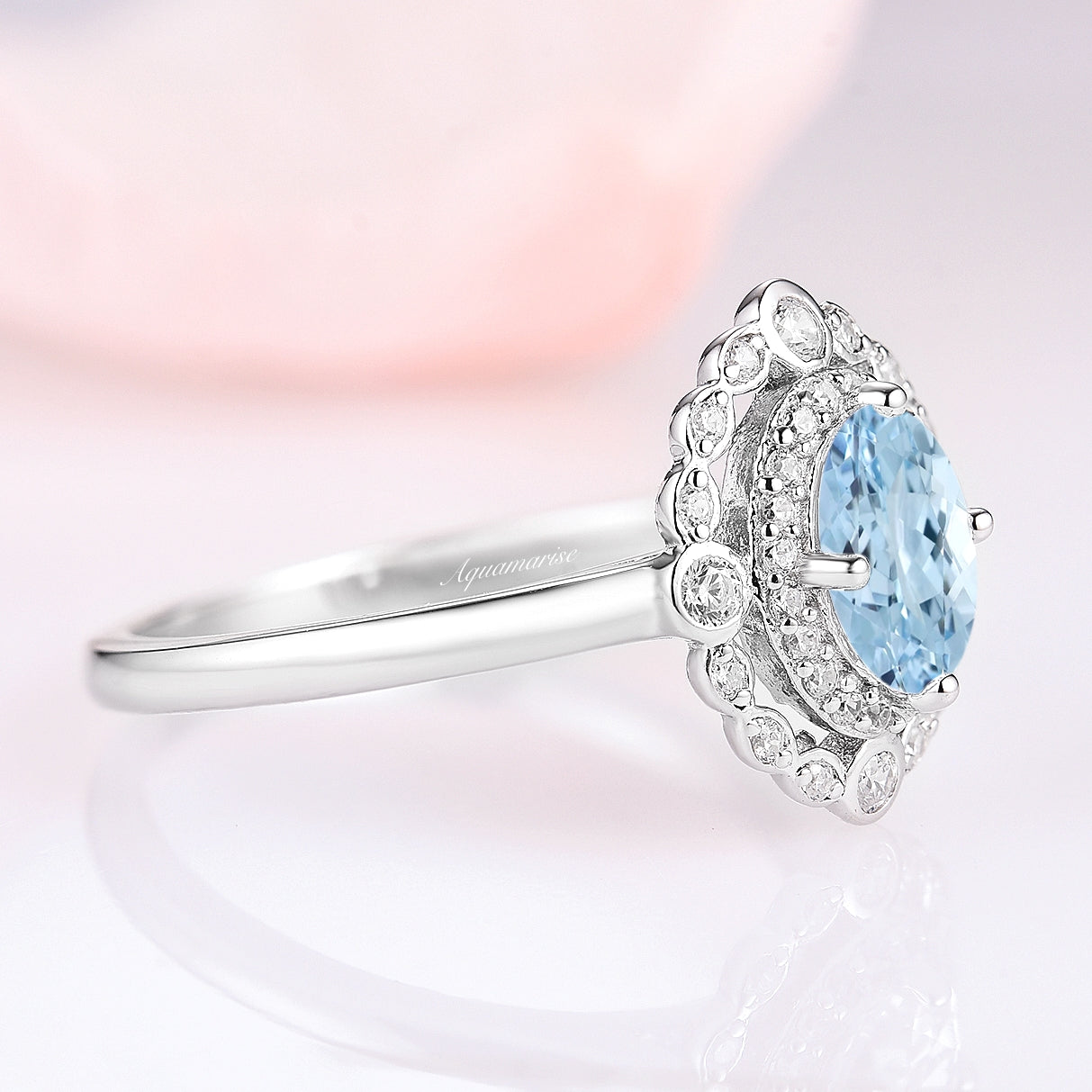 Valentine's Day Aquamarine Birthstone Ring - Sterling Silver Jewelry for Women - Perfect Gift for Anniversary, Engagement & Special Occasions