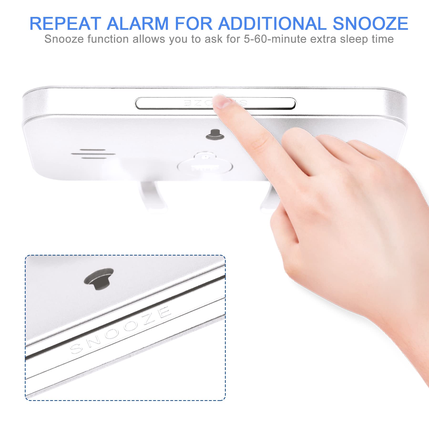 Ygdigital 6.5 Inch Large LED Digital Alarm Clock with Mirror Display, Snooze Function, 12/24H Time Format, Dual USB Charging Ports, 3 Adjustable Brightness - Perfect for Bedroom, Home Office & Travel (White)