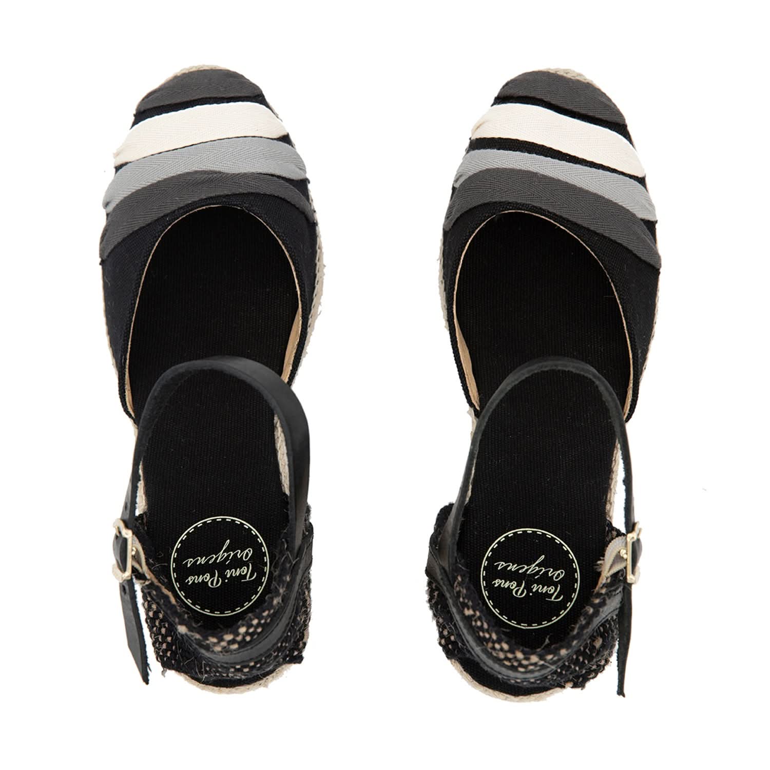 Women's Black Cotton Blend Espadrilles with Ribbon - Lola NE - Comfortable Summer Shoes for Beach, Vacation & Casual Outings