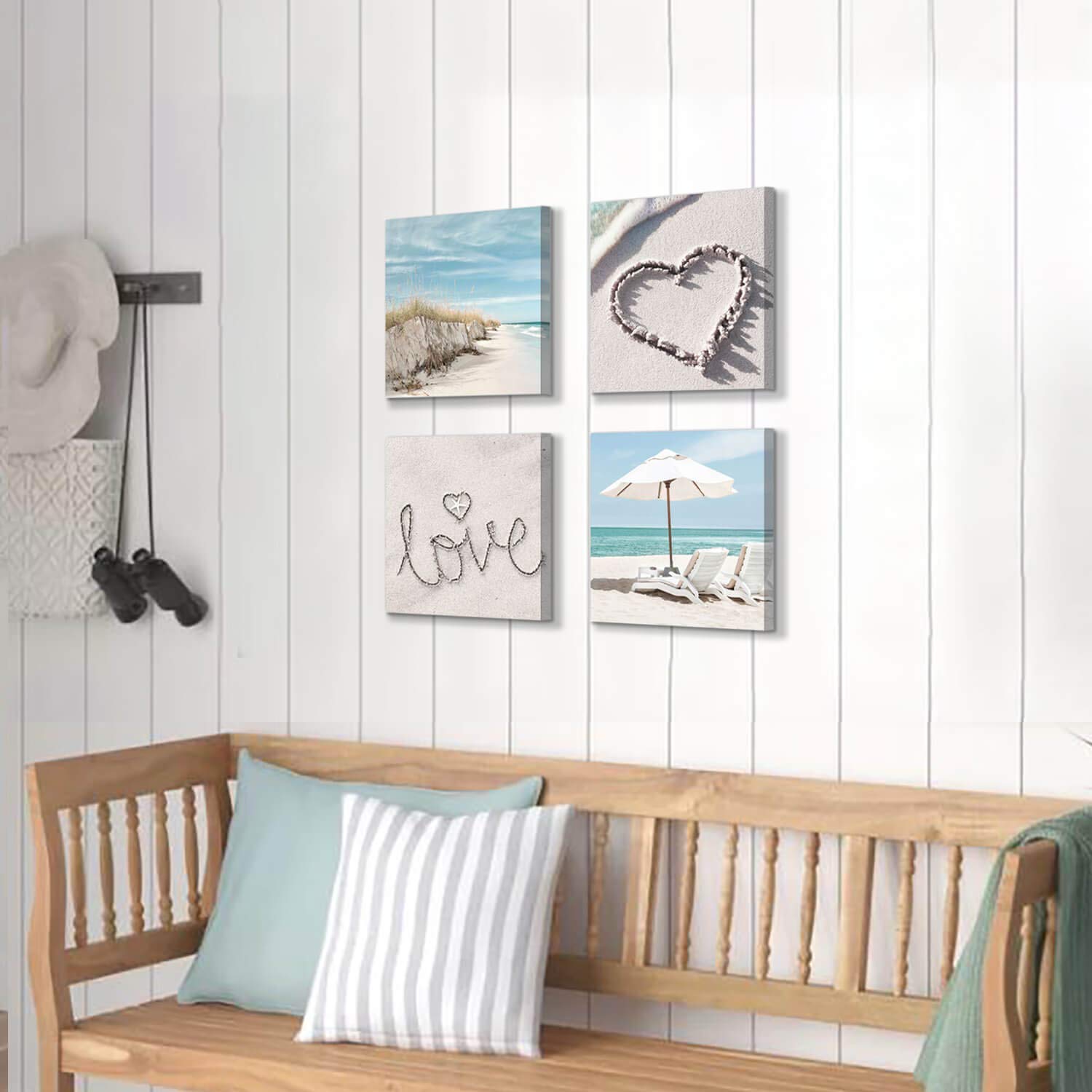 ARTISTIC PATH Seashell Canvas Wall Art - Coastal Beach Decor for Living Room, Bedroom & Bathroom - Ocean Themed Home Decor