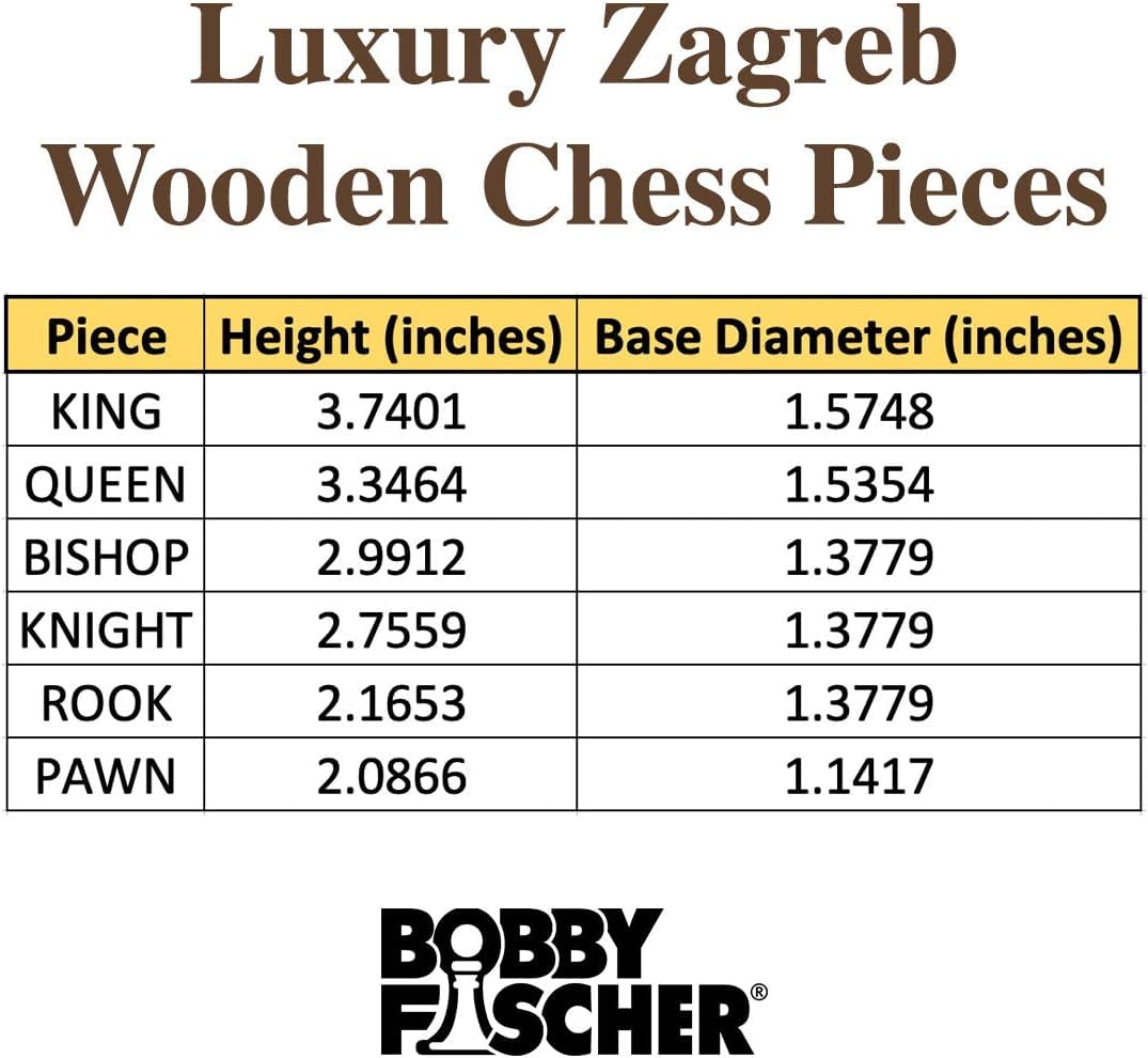 Bobby Fischer Zagreb Ebonized & Boxwood Chess Set - 3.75 Inch King, Premium Weighted Wooden Chess Pieces, European Staunton Style | Luxury Tournament Chess Set for Adults | Perfect for Home Decor, Office Display & Competitive Play
