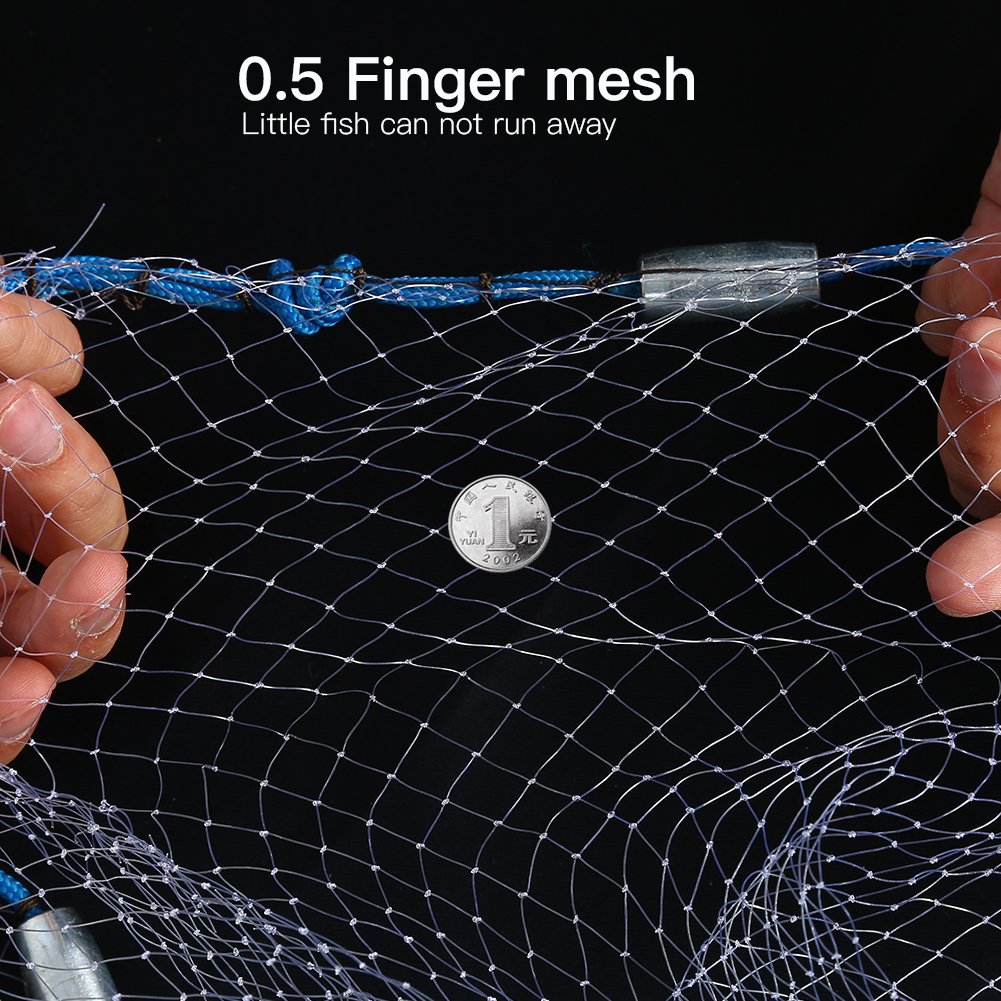 2.4m Hand Throw Cast Fishing Net - Durable Nylon Mesh for Outdoor Sport Fishing, Gill Net with Small Mesh - Perfect for Beach, River, and Lake Fishing Adventures