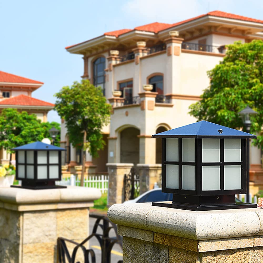 SLAWA Modern Outdoor Post Lights Fixture - Aluminum Housing & Tempered Glass, IP65 Waterproof Yard Entry & Patio Pillar Lights for Garden, Driveway, and Walkway Lighting