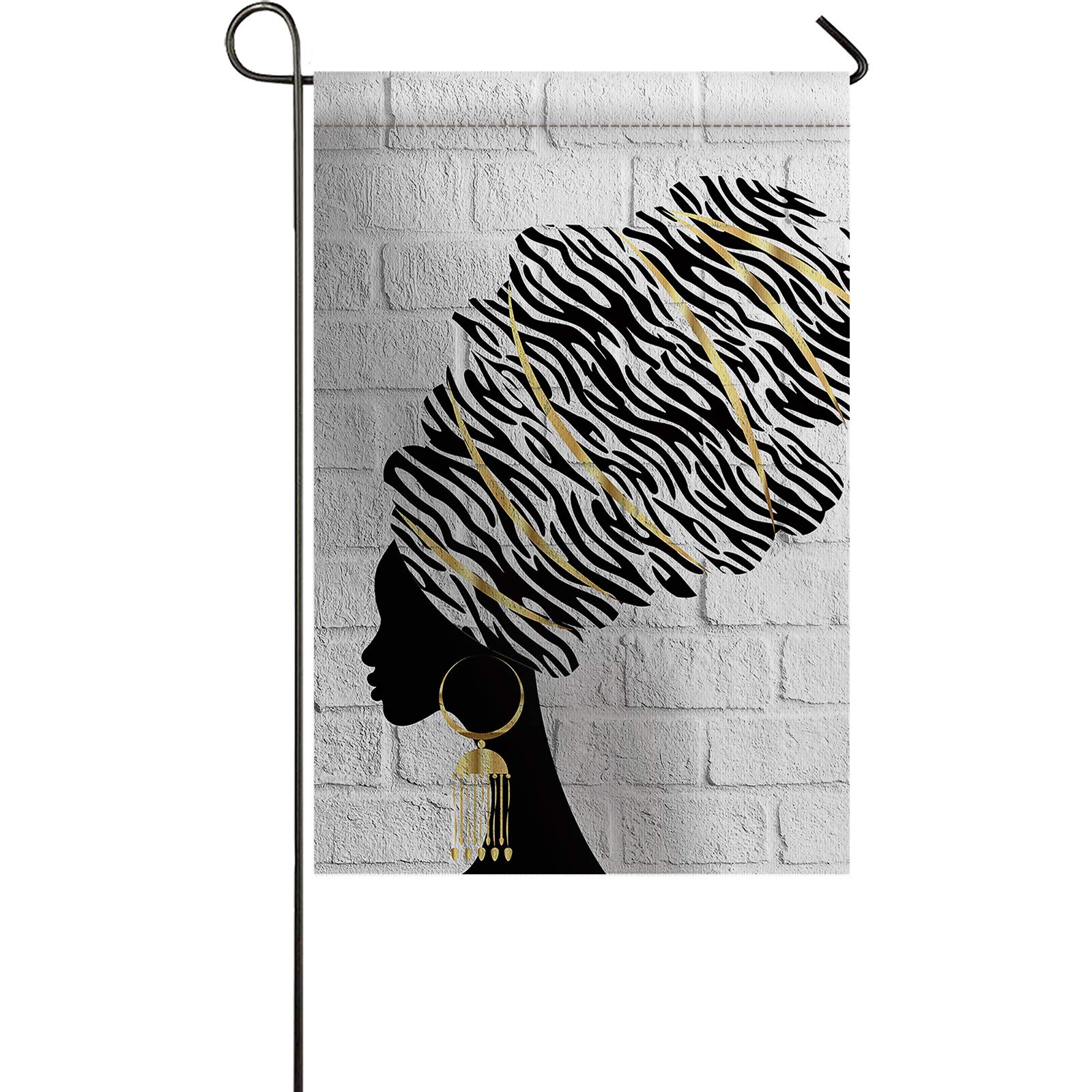 Premium Ocean Party Mini Garden Flag - African Black Women Hairstyle Wall Print - 12 x 18 Inch Weather-Resistant Burlap Outdoor Decor for Yard, Patio & Front Door - Double Stitched for Durability - Perfect for Summer BBQs, Garden Parties & Home Welcome Decor