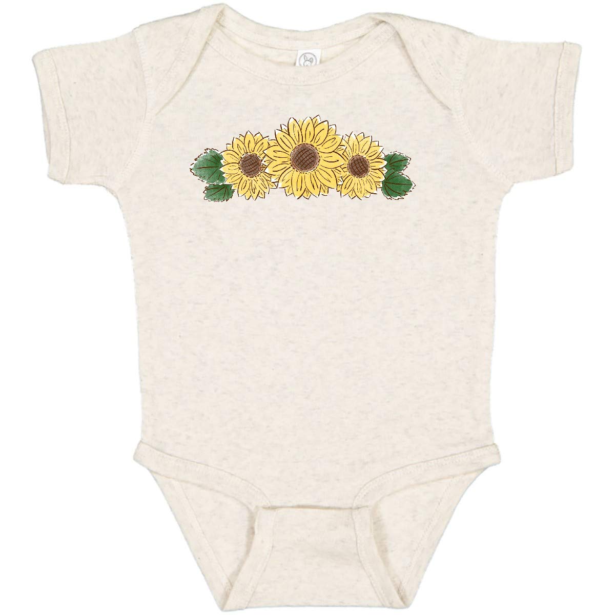 Inktastic 3 Small Sunflowers Baby Bodysuit - Cute Floral Organic Cotton Onesie for Newborns & Infants - Perfect for Family Photos, Baby Showers & Everyday Wear