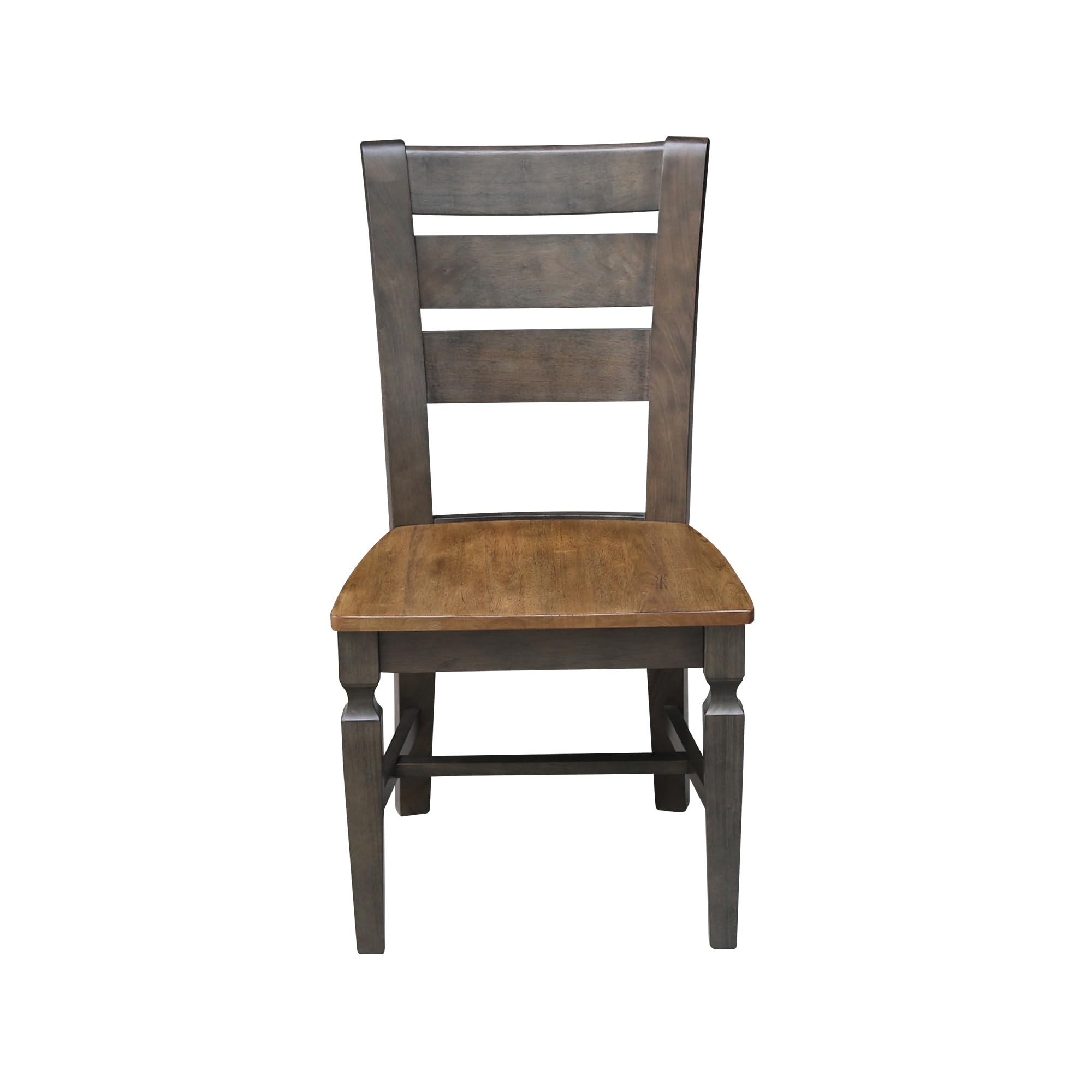 IC International Concepts Vista Ladderback Dining Chairs - Set of 2 Solid Wood Kitchen Chairs, Sturdy Hickory Frame with Washed Coal Finish, Easy Assembly for Dining Room & Kitchen Decor, Perfect for Family Meals & Entertaining Guests