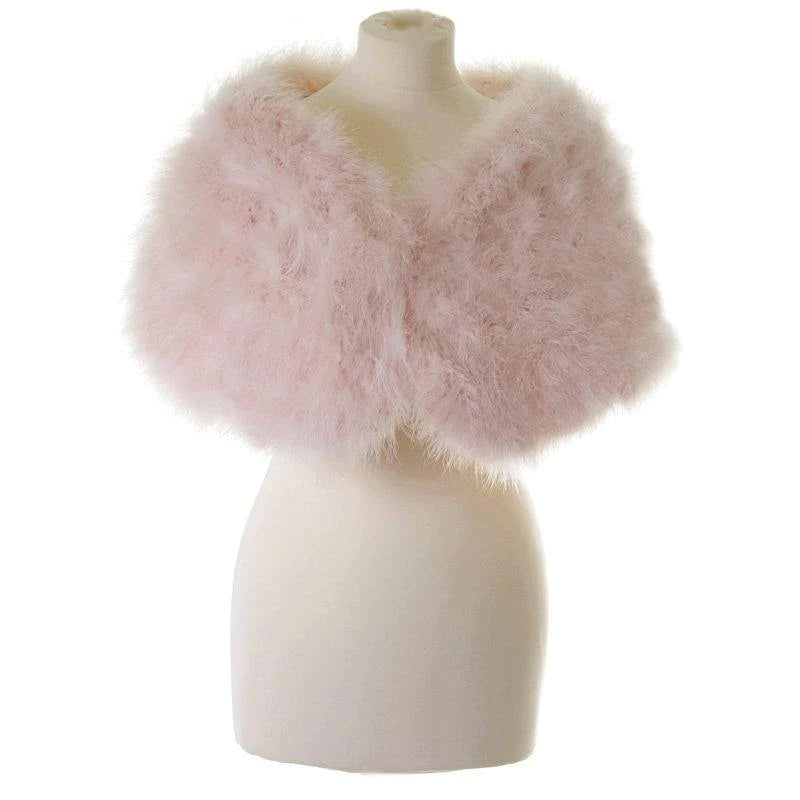 Vintage Pink Marabou Feather Wrap Bridal Shrug Stole - Soft Fluffy Wedding Shawl for Brides, Bridesmaids & Special Occasions | Perfect for Weddings, Photoshoots & Evening Events