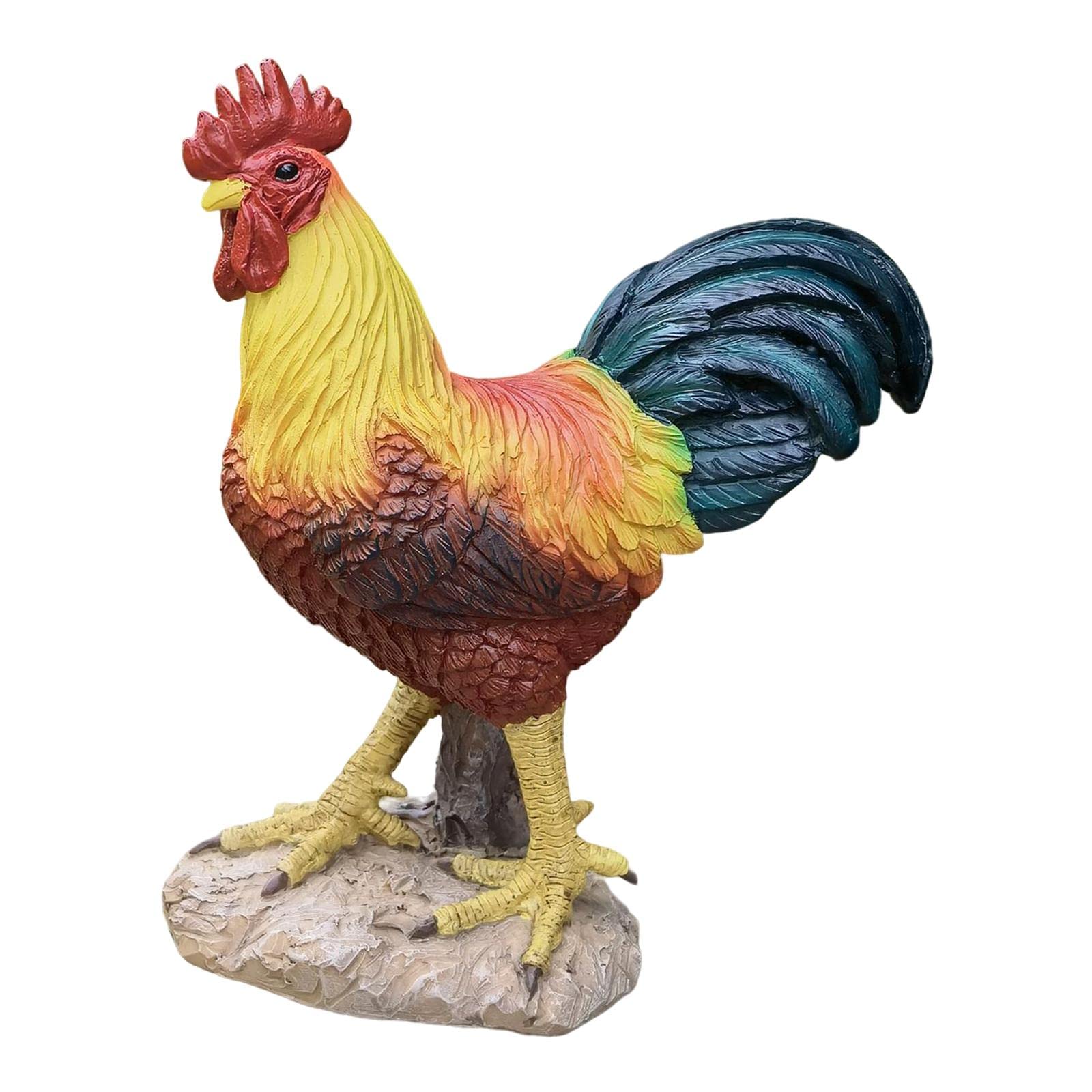 B Baosity Rooster Statue - Handcrafted Chicken Sculpture for Kitchen Decor, Backyard & Outdoor Garden - Unique Animal Figurine for Farmhouse, Countryside & Patio Decoration