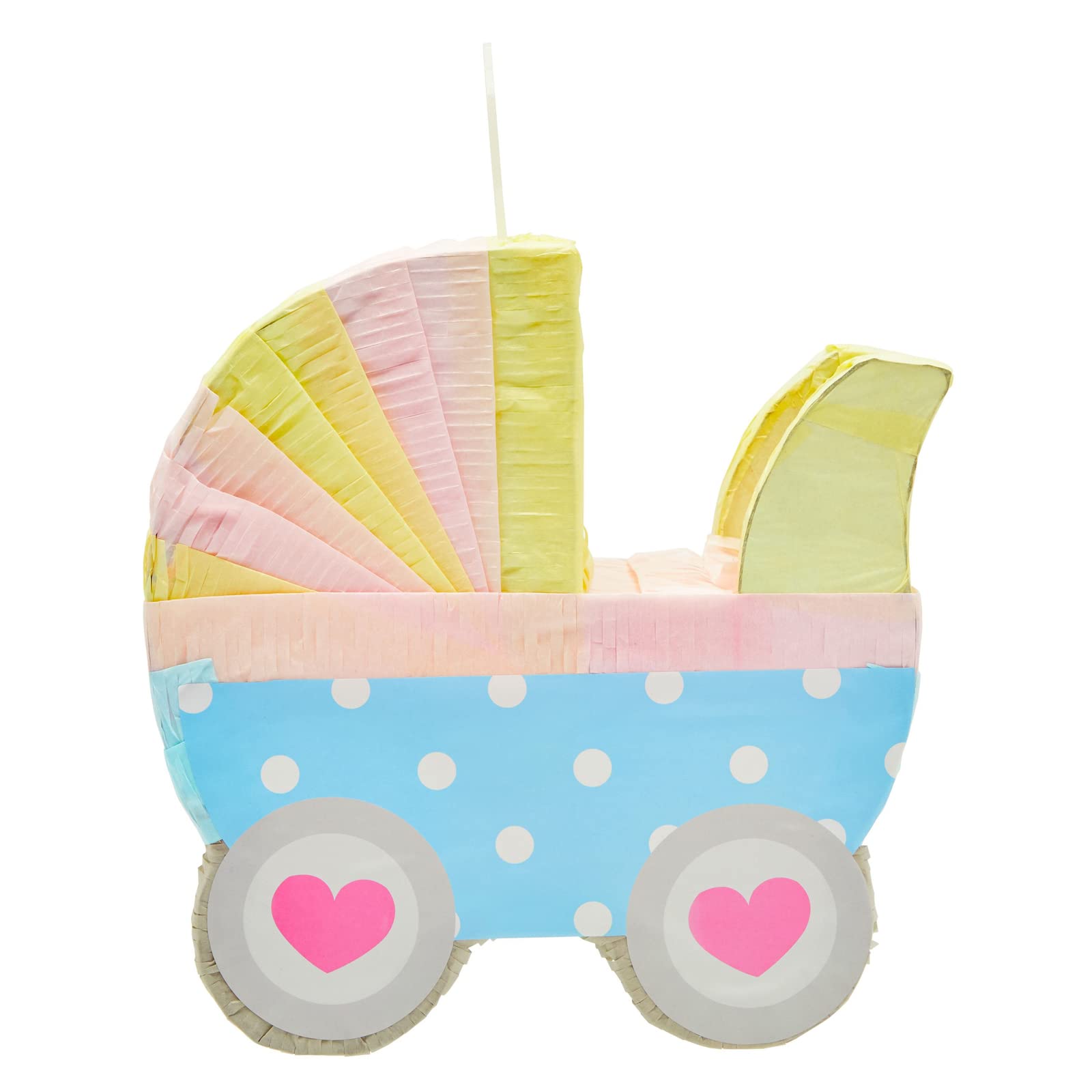 Blue Panda Small Baby Carriage Gender Reveal Piñata - Pastel Baby Shower Decorations (11.5