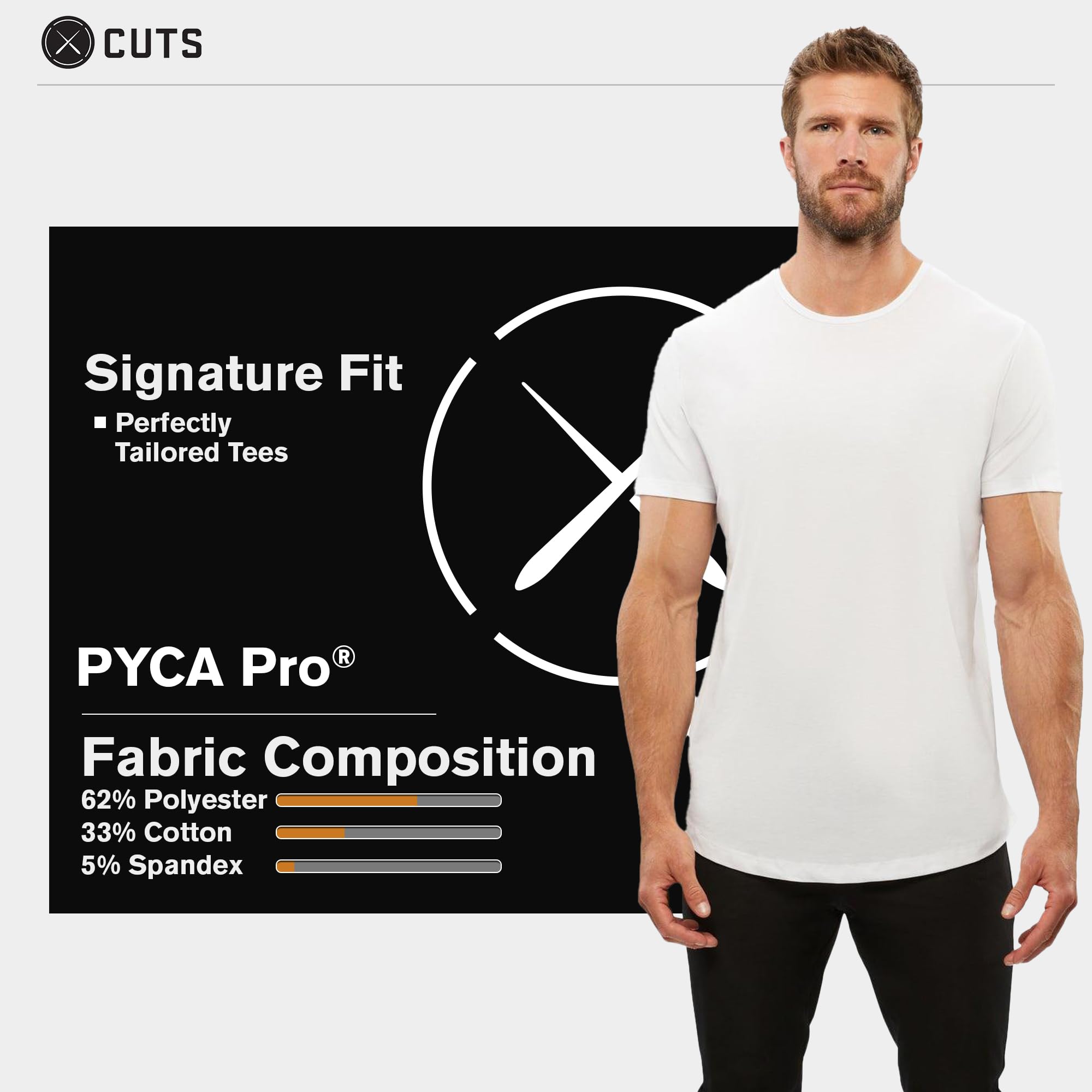Premium Men's Casual Short Sleeve T-Shirt - Soft AO Crew Neck Tee with Classic Curve Hem | PYCA Pro Fabric | Comfortable Everyday Wear for Work, Gym & Outdoors