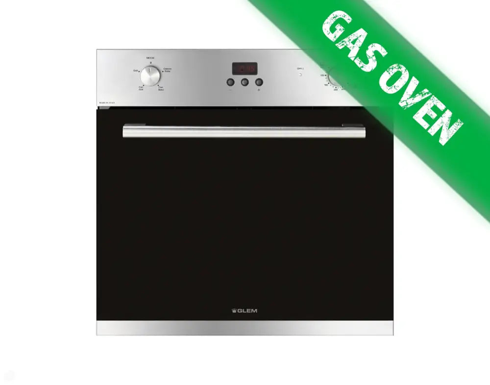Glem GF64GEI 60cm Stainless Steel Fan Assisted Gas Oven - Professional Kitchen Appliance for Baking, Roasting & Cooking | Perfect for Home Chefs & Restaurants