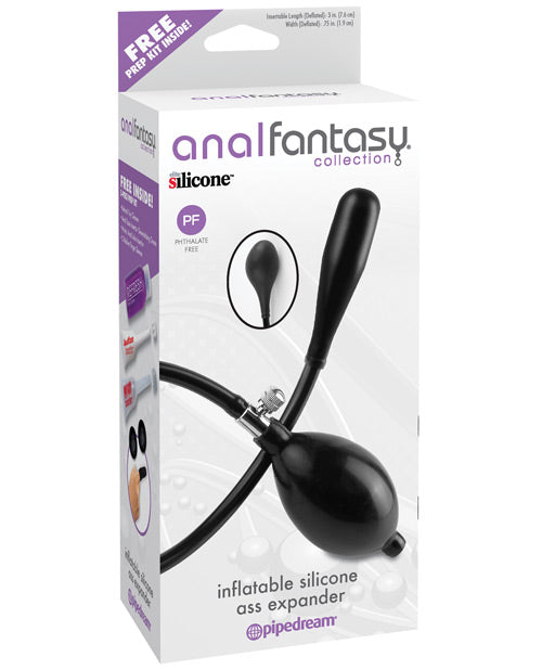 Anal Fantasy Collection Inflatable Silicone Butt Plug Expander 3 Inch Black - Adult Toy for Couples & Solo Play, BDSM Accessory