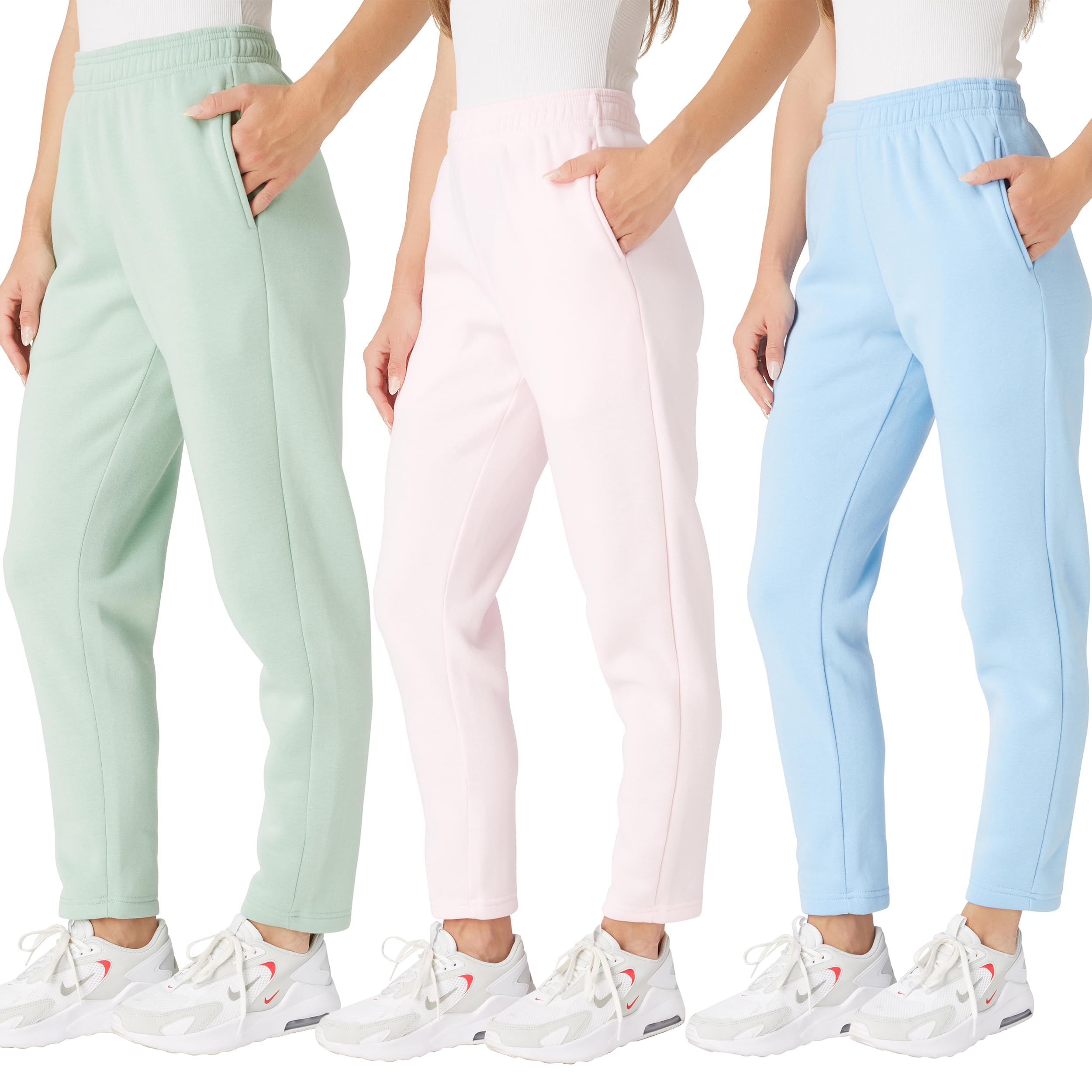 Ultra Performance Women's Sweatpants - 3 Pack Open Bottom Lounge Pants for Women (Plus Size) | Comfortable Workout, Yoga & Casual Wear