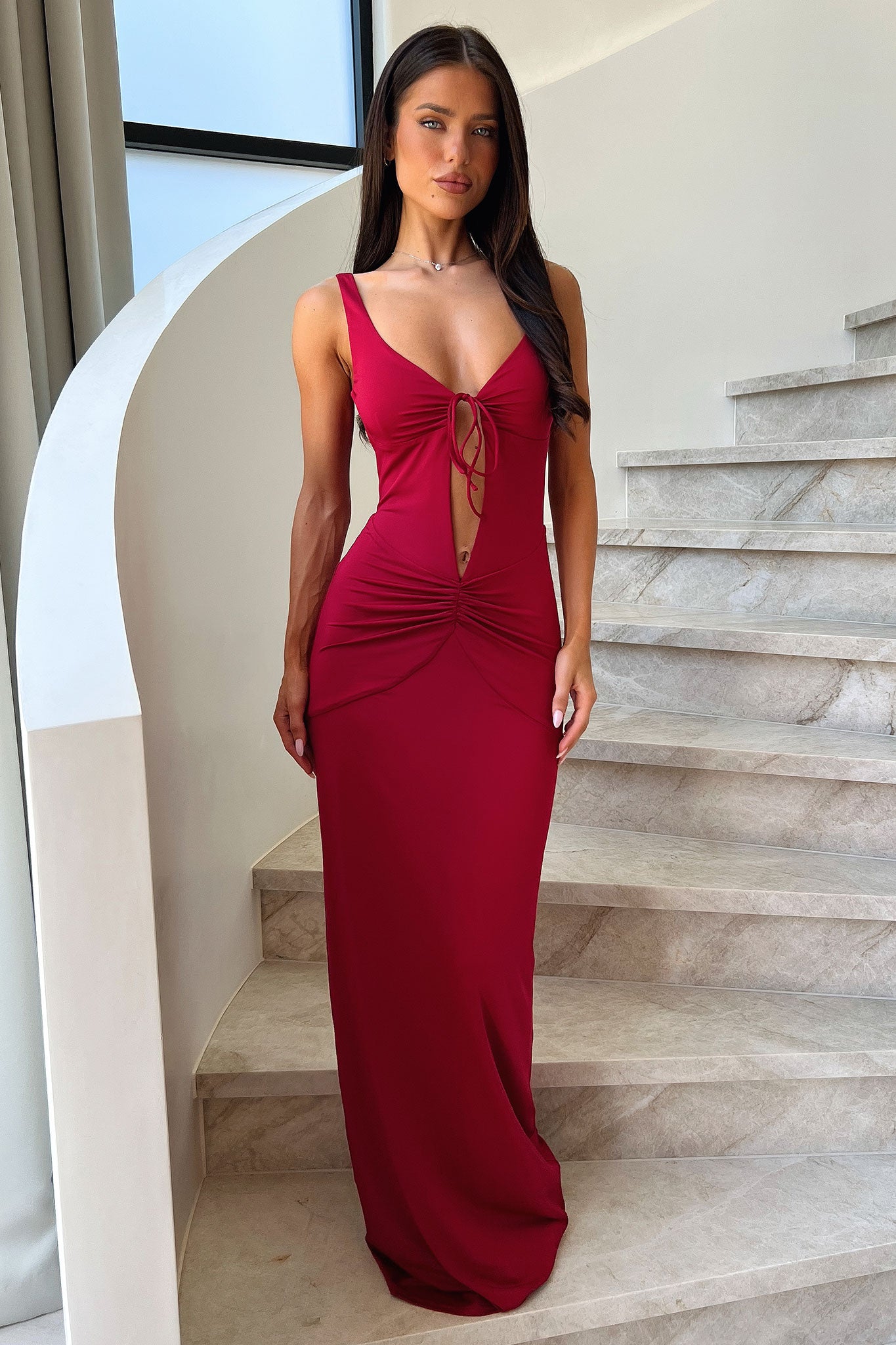 Lilo Maxi Dress for Women - Elegant Burgundy Long Flowy Dress - Perfect for Summer, Beach, Parties & Casual Wear