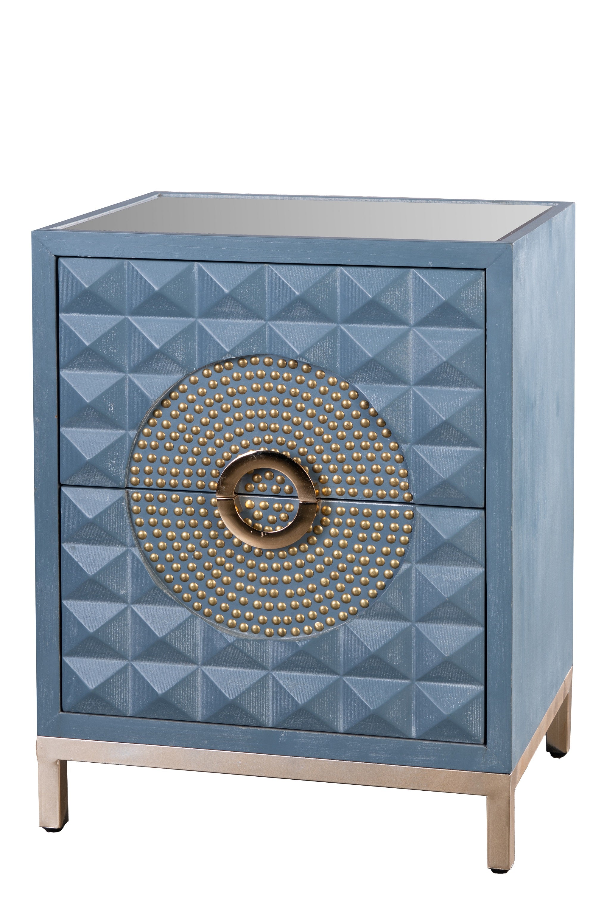 Zelda Studded Nightstand - Vintage Gothic Bedside Table with Metal Studs for Bedroom Decor | Perfect for Gaming Rooms, Gothic Themed Bedrooms & Fantasy Home Decor