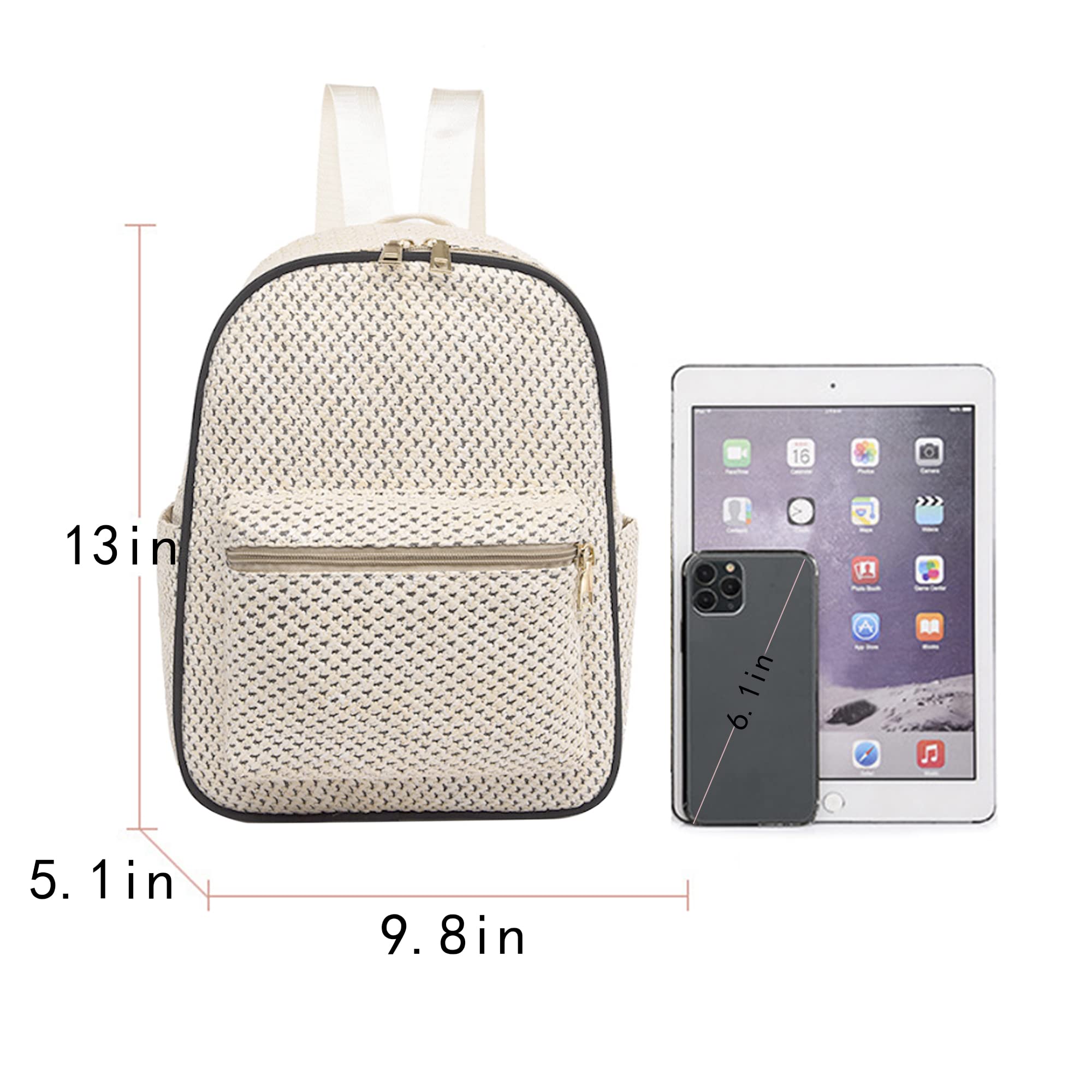ZLM BAG US Handwoven Straw Backpack for Women - Bohemian Beach Bag, Casual Holiday Daypack Purse - Perfect for Beach Outings, Picnics, and Summer Travel