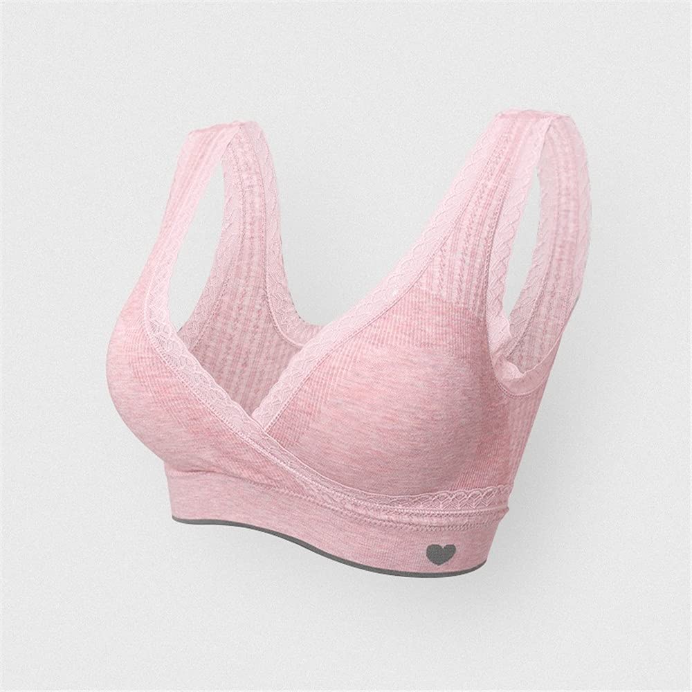 2 Pack Women's Maternity Nursing Bras - Wireless Crossover Sleep Bra with Removable Light Padding & Adjustable Back Buckle | Comfortable for Pregnancy, Breastfeeding & Nighttime Wear