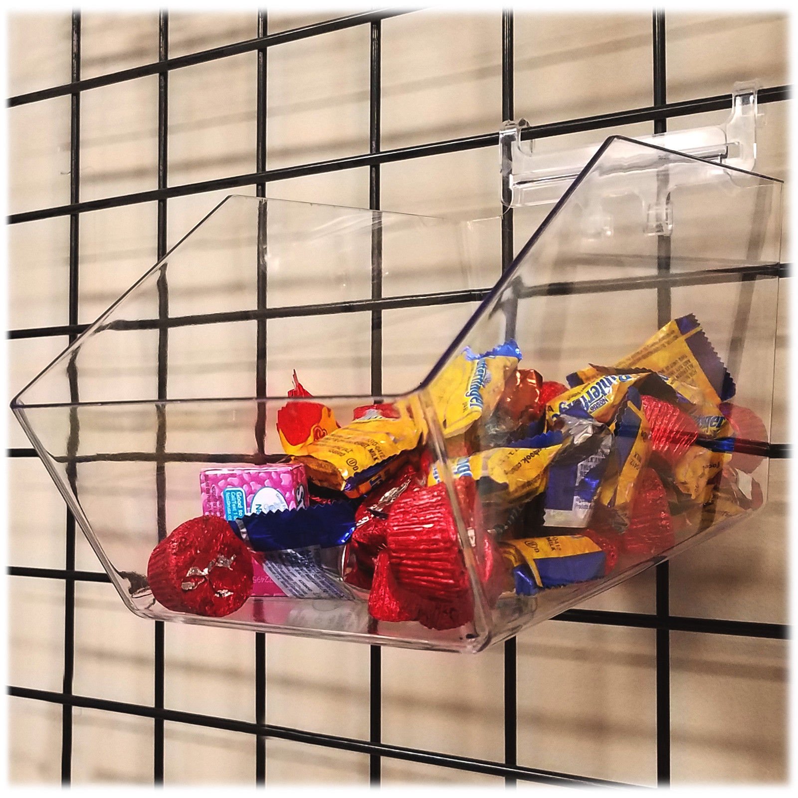 Clear Acrylic Gridwall Bins for Retail Display - 6