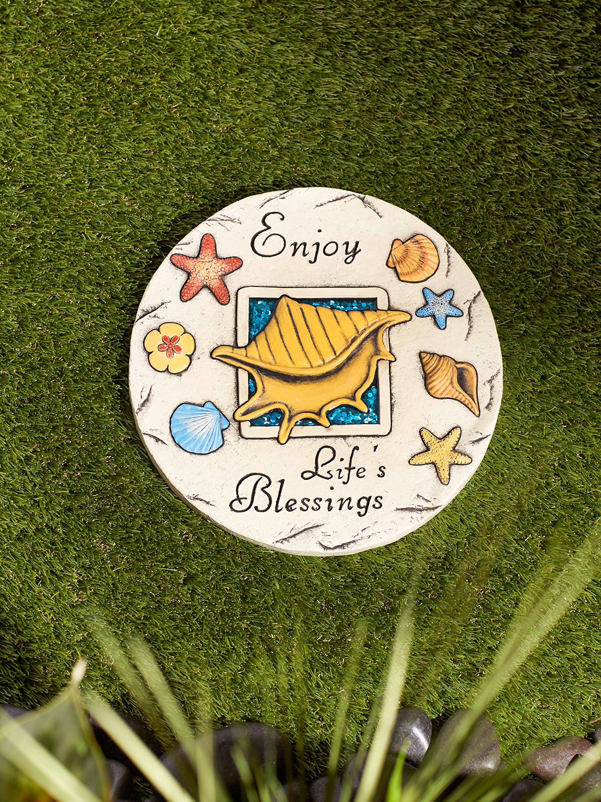 Accent Plus Enjoy Life's Blessing Stepping Stone - Garden Decor, Pathway Marker, Outdoor Yard Art for Landscaping & Home Decoration