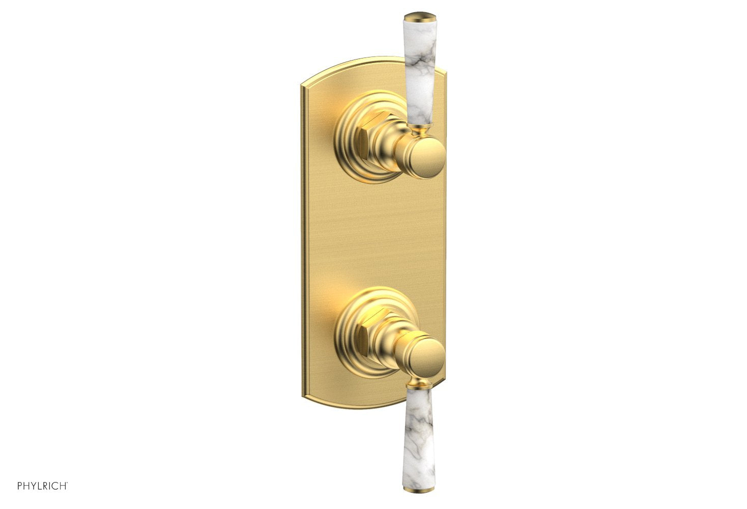 HEX TRADITIONAL / HENRI 1/2 Thermostatic Valve with Volume Control or Diverter - White Marble Handles (4 155) - Perfect for Bathroom & Shower Fixture Upgrades