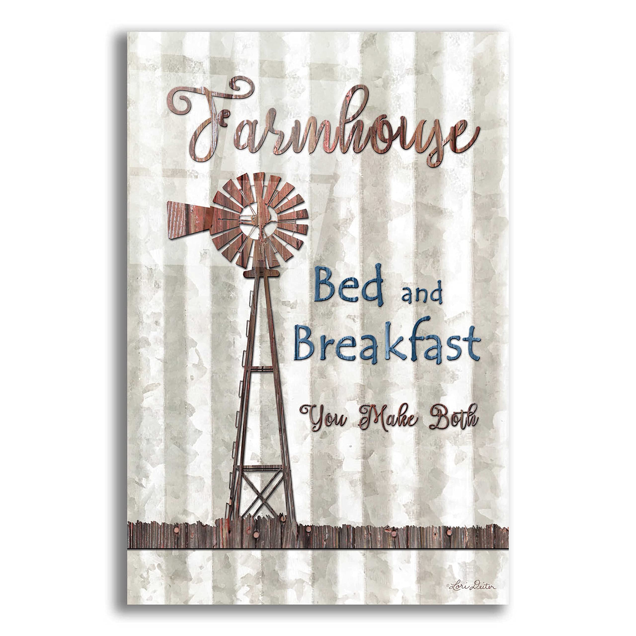 Farmhouse Bed & Breakfast Acrylic Glass Wall Art - 16x24 Inches Rustic Home Decor by Lori Deiter - Perfect for Living Room, Bedroom or Kitchen Decor