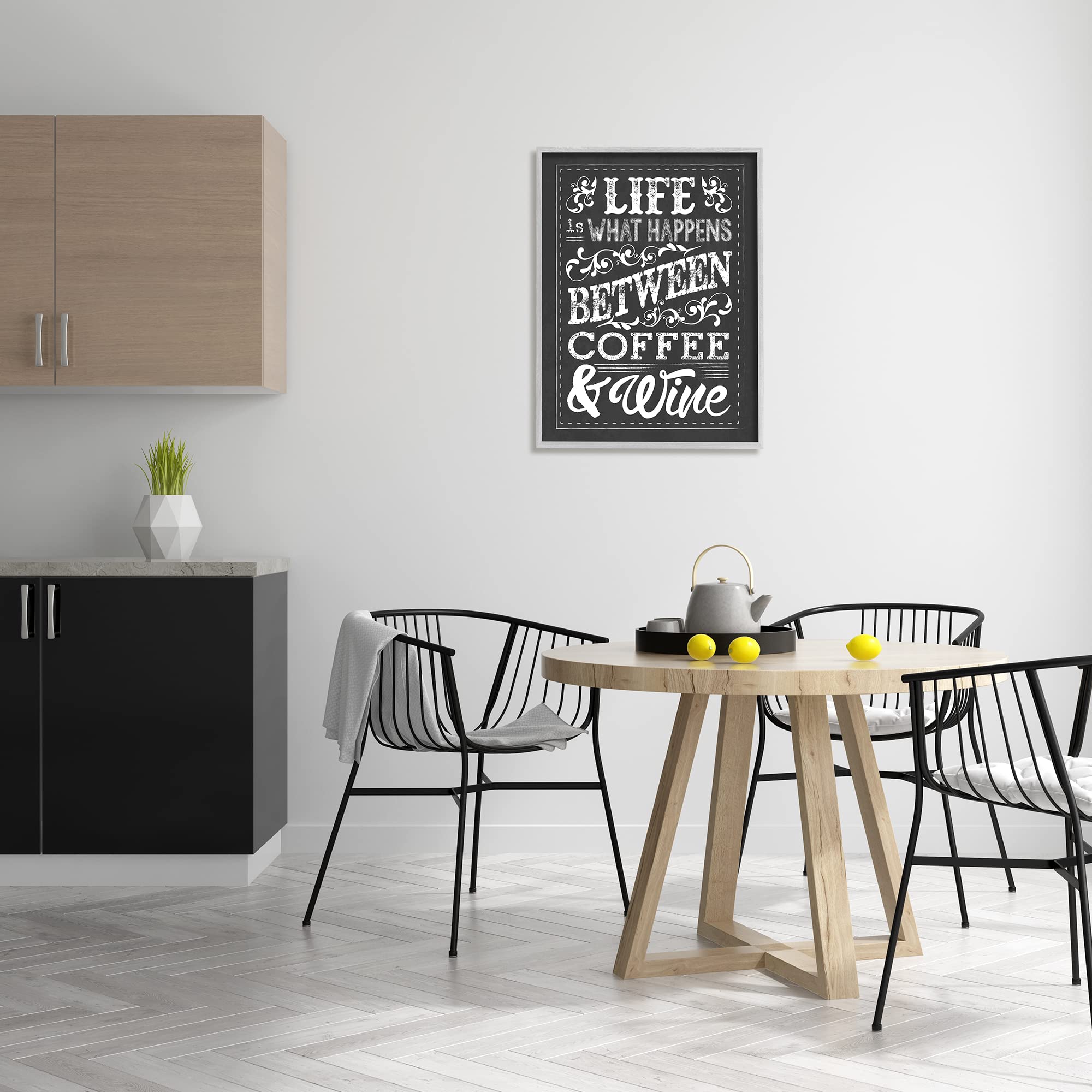 Stupell Industries 'Life Between Coffee and Wine' Chalkboard Wall Art - Designed by Melody Hogan - Perfect for Kitchen Decor, Coffee Bar Sign & Wine Lover Gifts