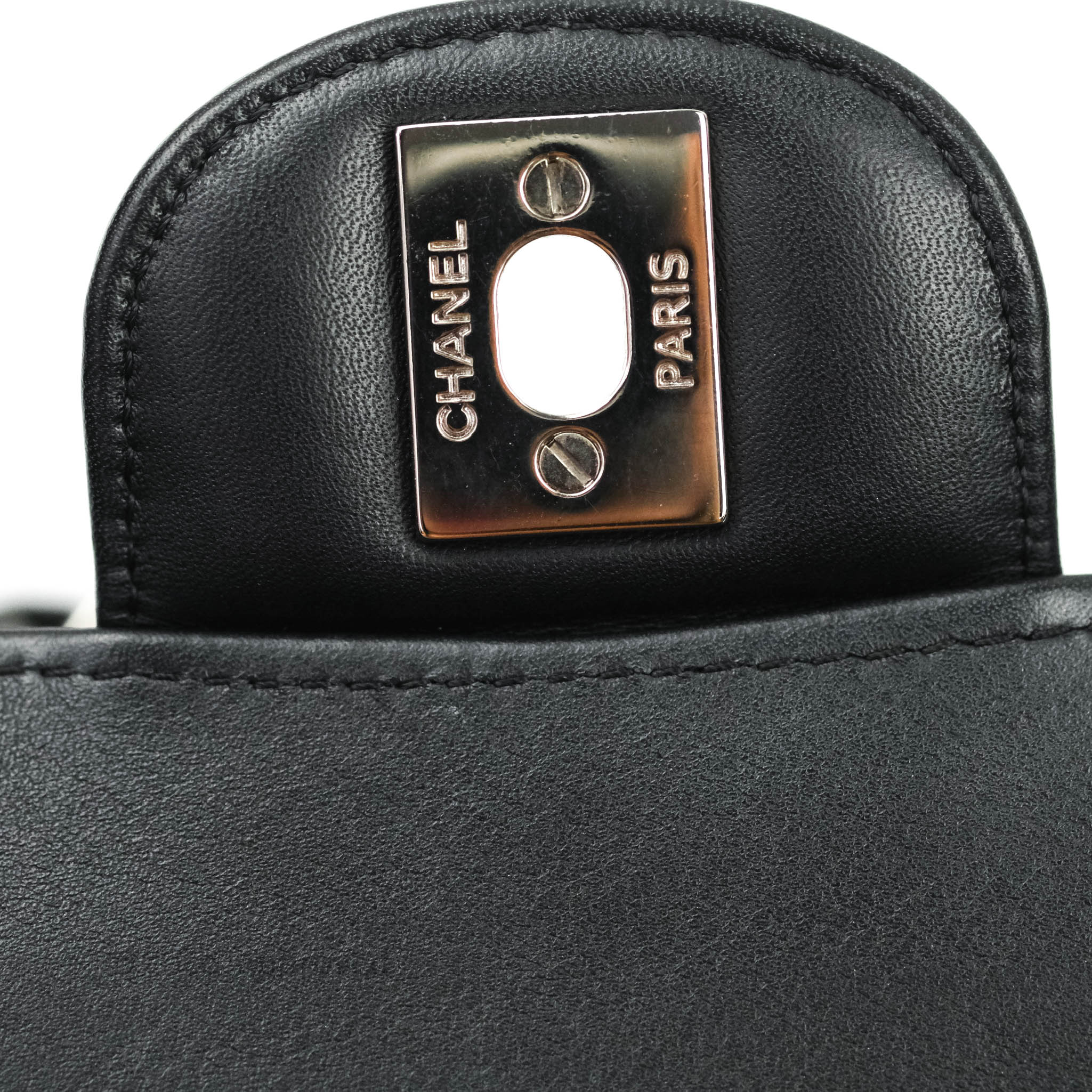 Chanel Classic Chevron M/L Medium Double Flap Bag - Black Patent Leather with Silver Hardware | Luxury Designer Handbag for Women, Perfect for Work, Evening Events & Special Occasions