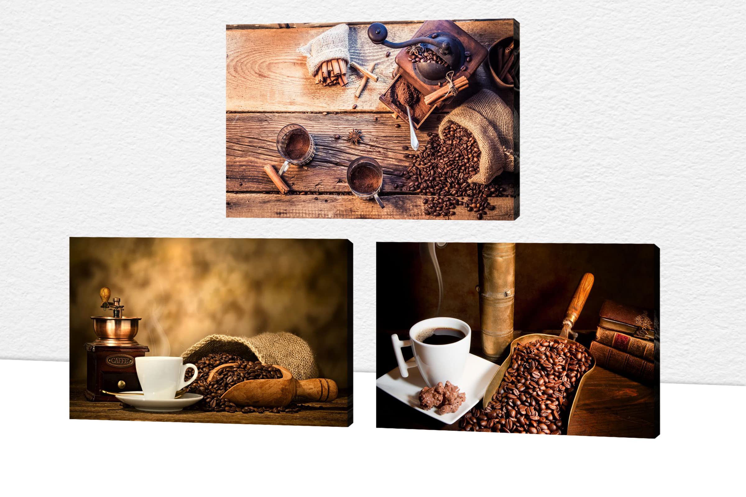 3-Piece Vintage Coffee Canvas Wall Art Set - 24