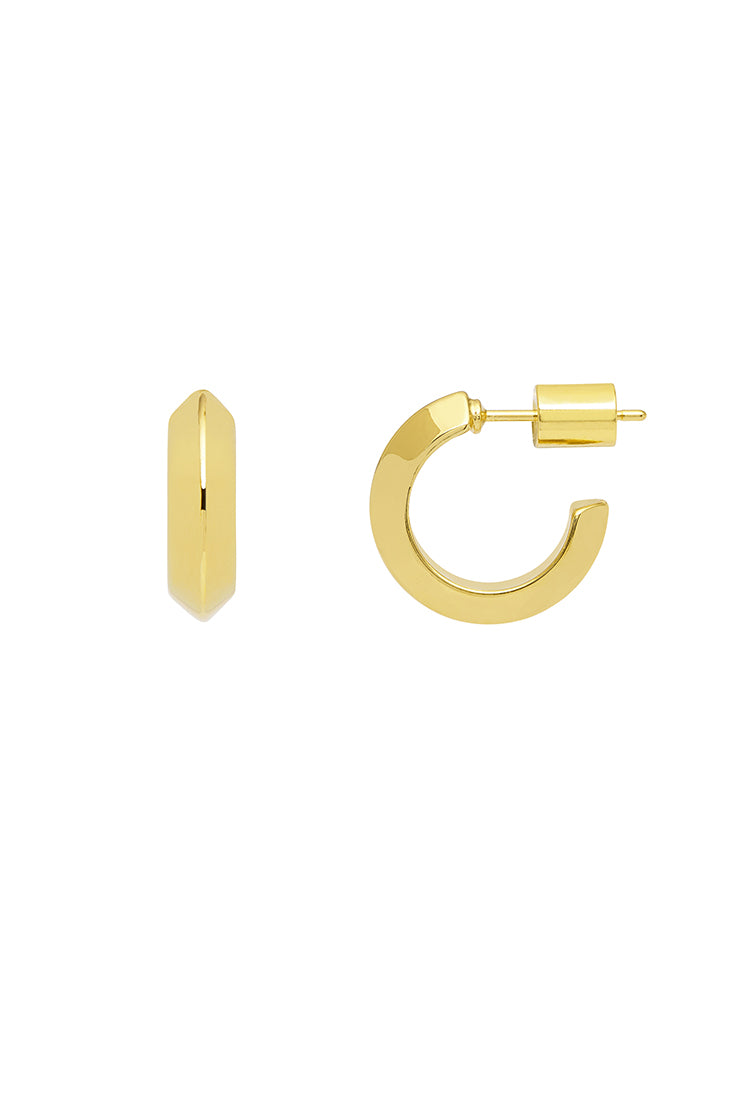 Gold Plated Knife Edge Hoop Earrings for Women - 14K Gold Plated Stainless Steel Dangle Earrings - Trendy Minimalist Jewelry for Everyday Wear, Parties & Gifts