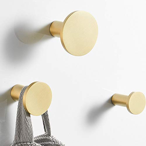 Modern Gold Decorative Wall Mounted Coat Hooks - Solid Brass Coat Rack & Towel Hangers - Bathroom & Kitchen Organizer for Hats, Keys & Accessories (4-Pack, 25x20mm) - Perfect for Entryway, Mudroom, Bedroom & Closet Organization