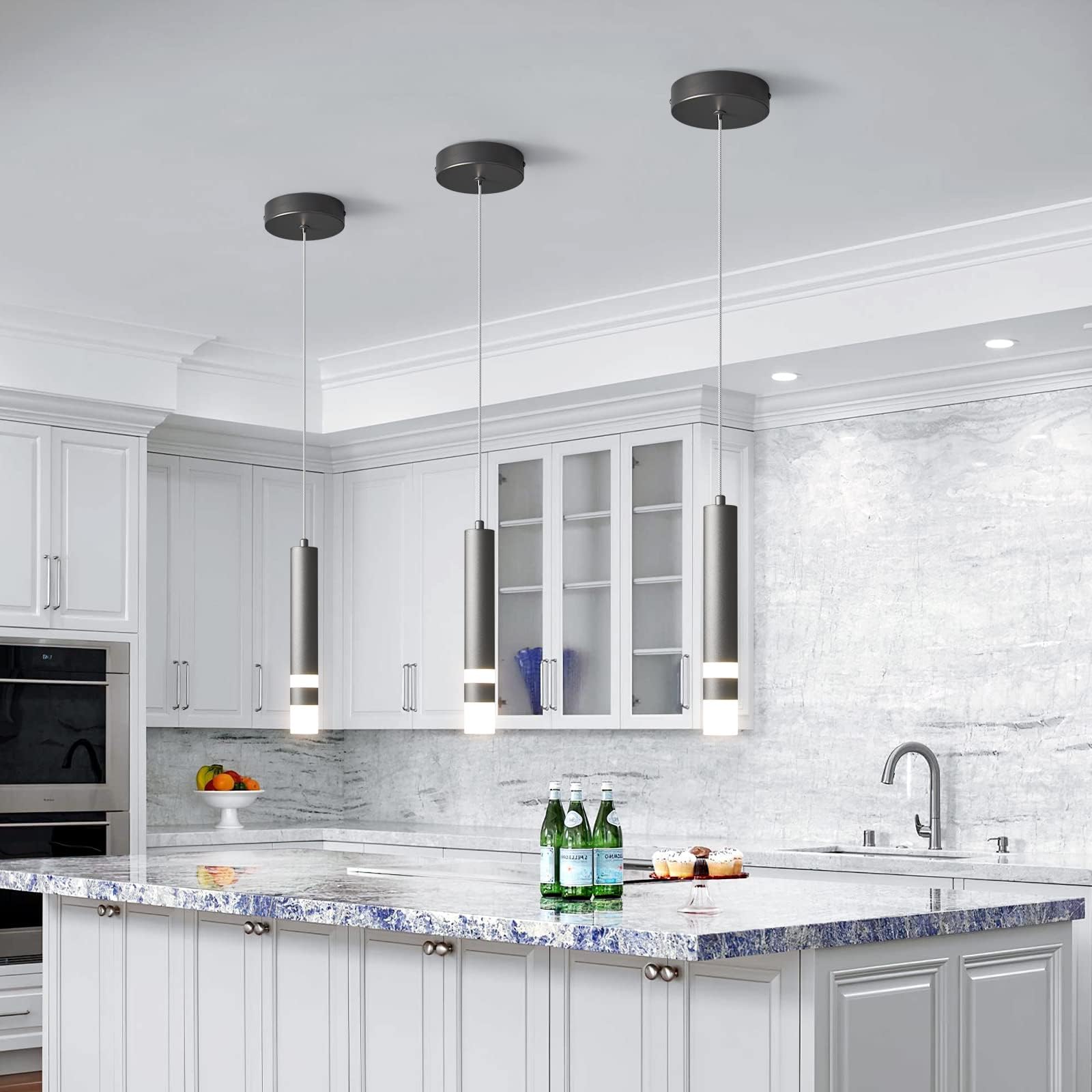 Dimmable LED Mini Pendant Light - Modern Black Hanging Fixture for Kitchen Island, Bedroom & Bedside Table (1-Pack) | Perfect for Dining Areas, Home Office & Small Spaces