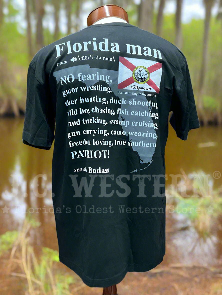 FloGrown FGM 1785 Men's Florida Man Definition T-Shirt - Black Cotton Graphic Tee for Casual Wear & Funny Gifts
