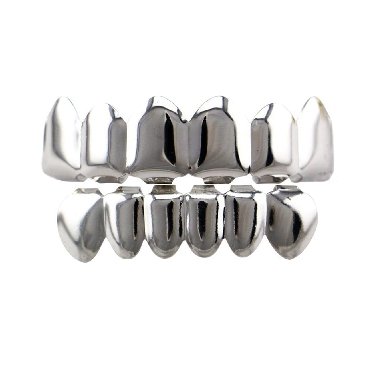 24K Gold Plated Custom Fit Hip Hop Teeth Grillz Set - Top & Bottom Grill Caps with 2 Silicon Molding Bars | Removable Punk Style Grillz for Men & Women | Perfect for Halloween Parties, Rap Performances & Hip Hop Fashion Accessories