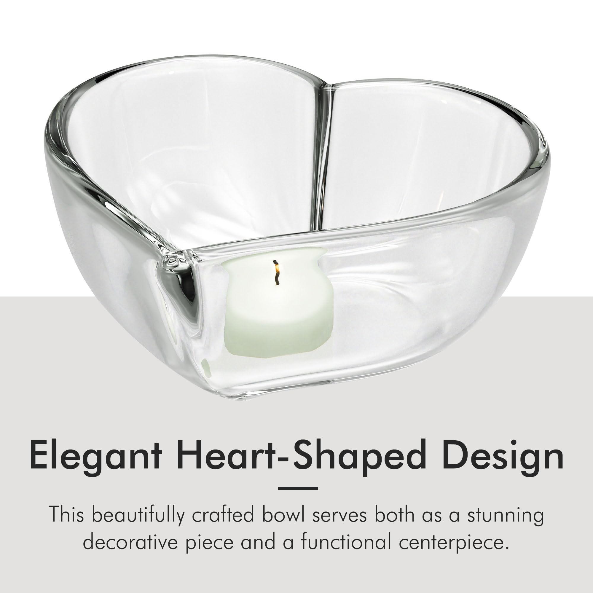 Orrefors 10-Inch Crystal Heart Bowl - Elegant Serveware for Salads, Soups, Snacks & Desserts - Luxury Kitchen & Dining Decor - Perfect for Weddings, Bachelorette Parties & Romantic Dinners