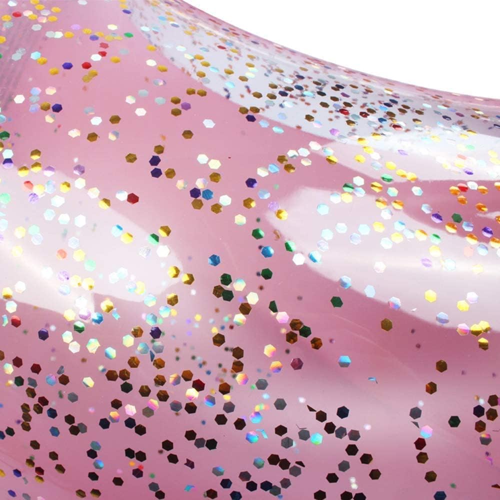 Inflatable Flamingo Pool Float, Pink Glitter Flamingo Raft for Adults & Teens - Fun for Beach, Pool Parties & Summer Relaxation (70